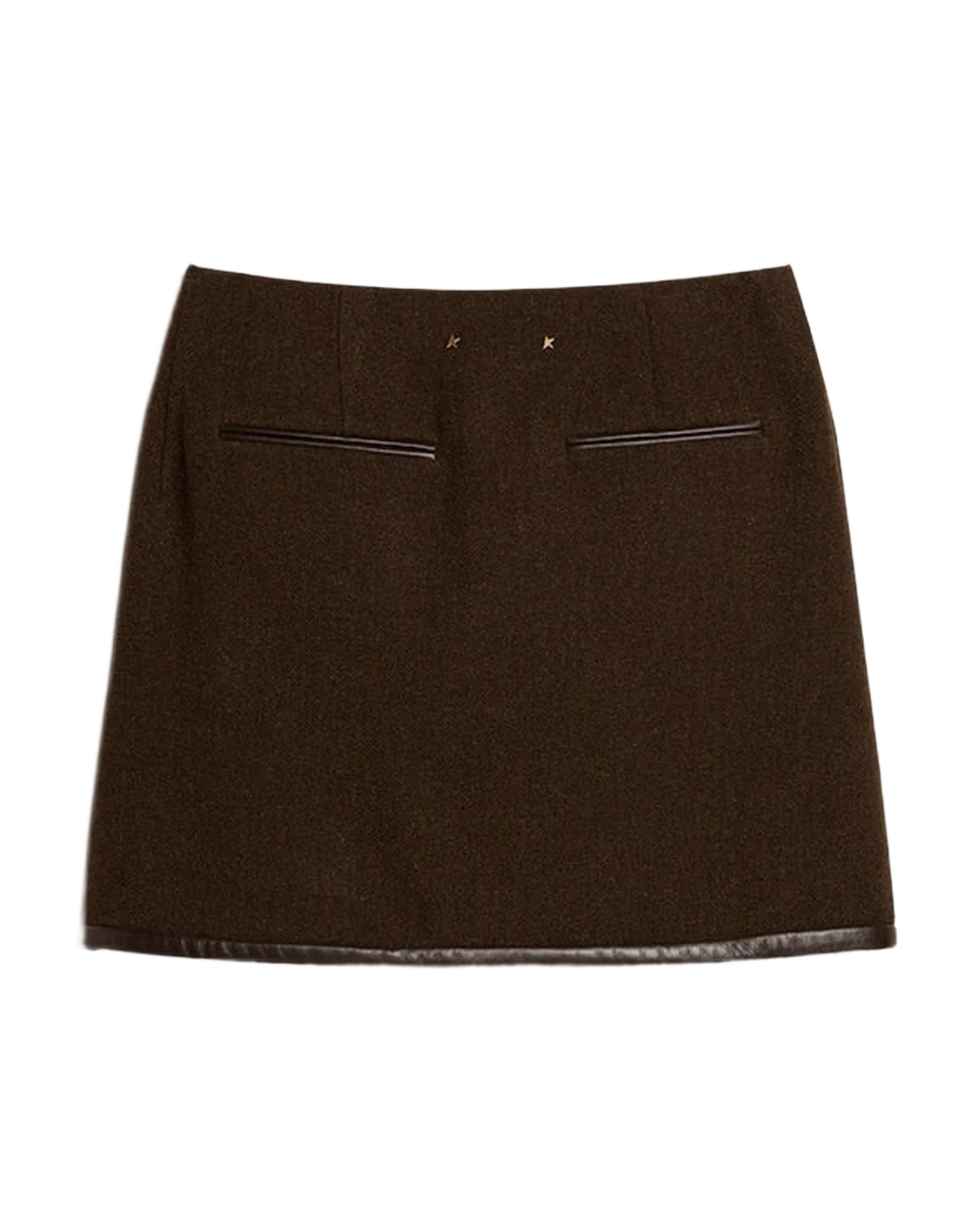 Women | Bark-Colored Wool Miniskirt | Wood Green - Image 3