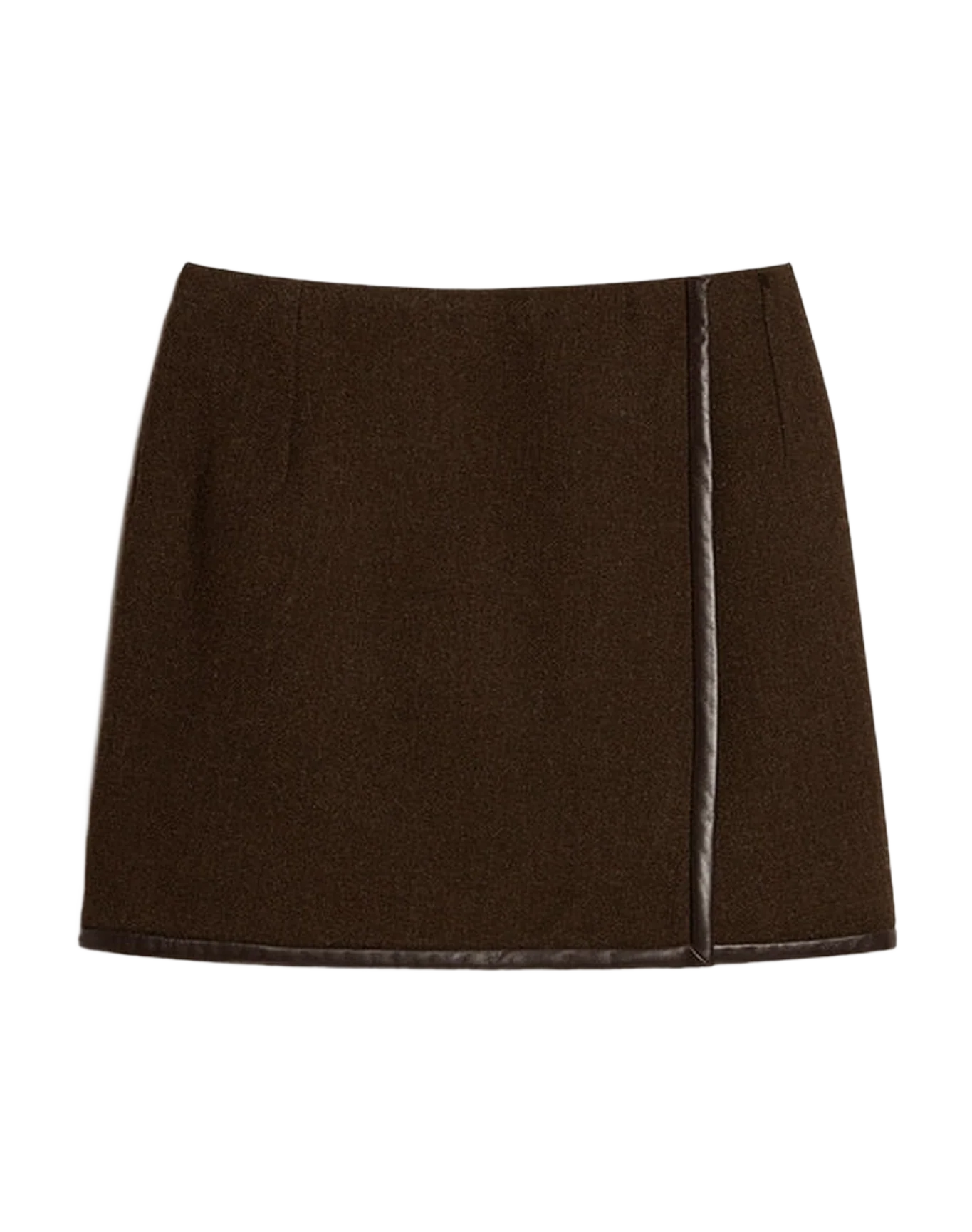Women | Bark-Colored Wool Miniskirt | Wood Green - Image 4