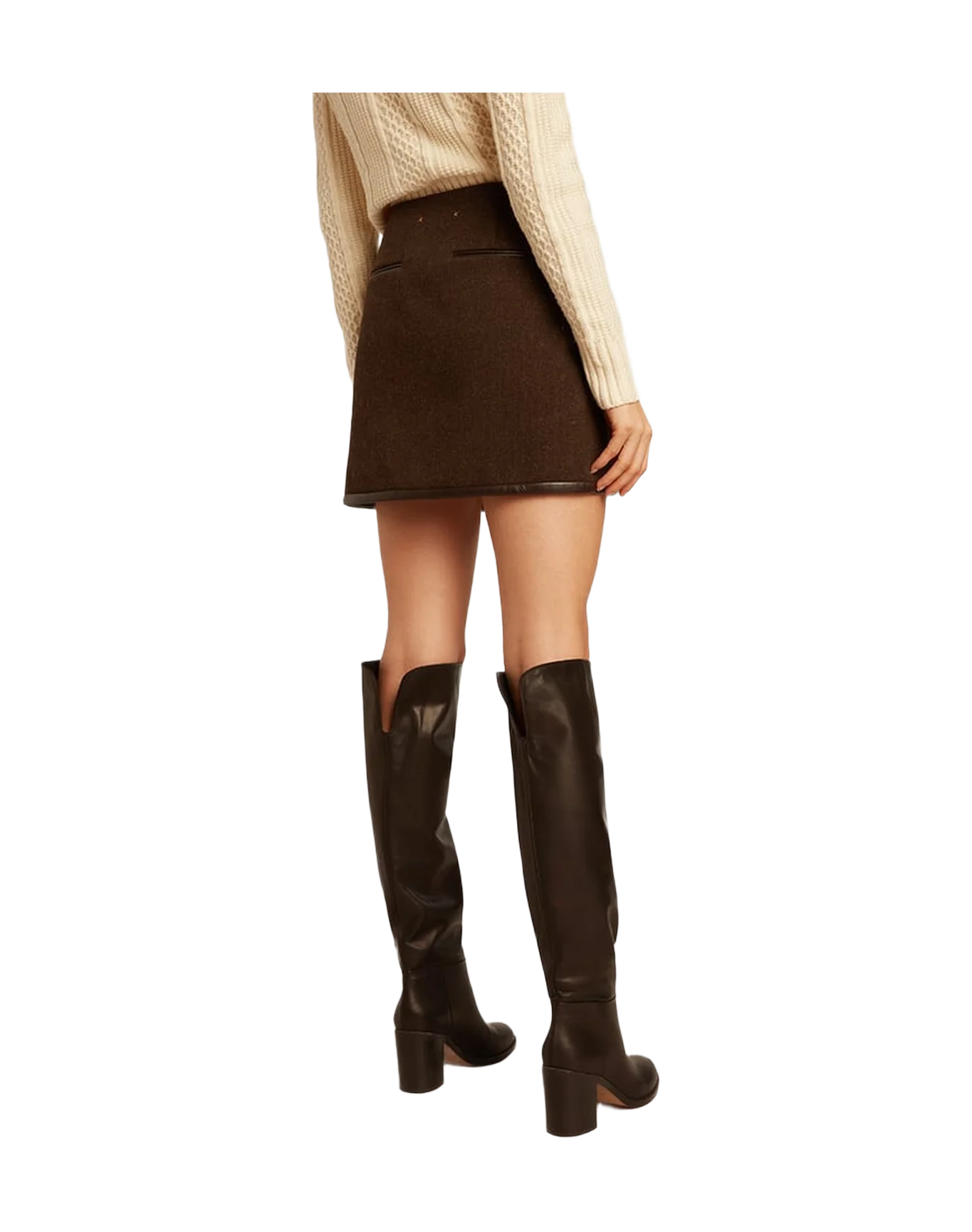 Women | Bark-Colored Wool Miniskirt | Wood Green - Image 5