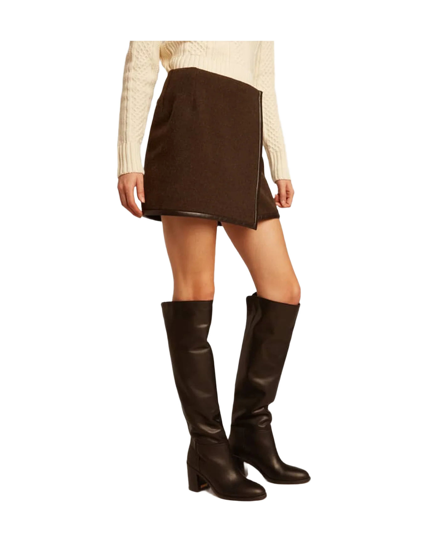 Women | Bark-Colored Wool Miniskirt | Wood Green - Image 7