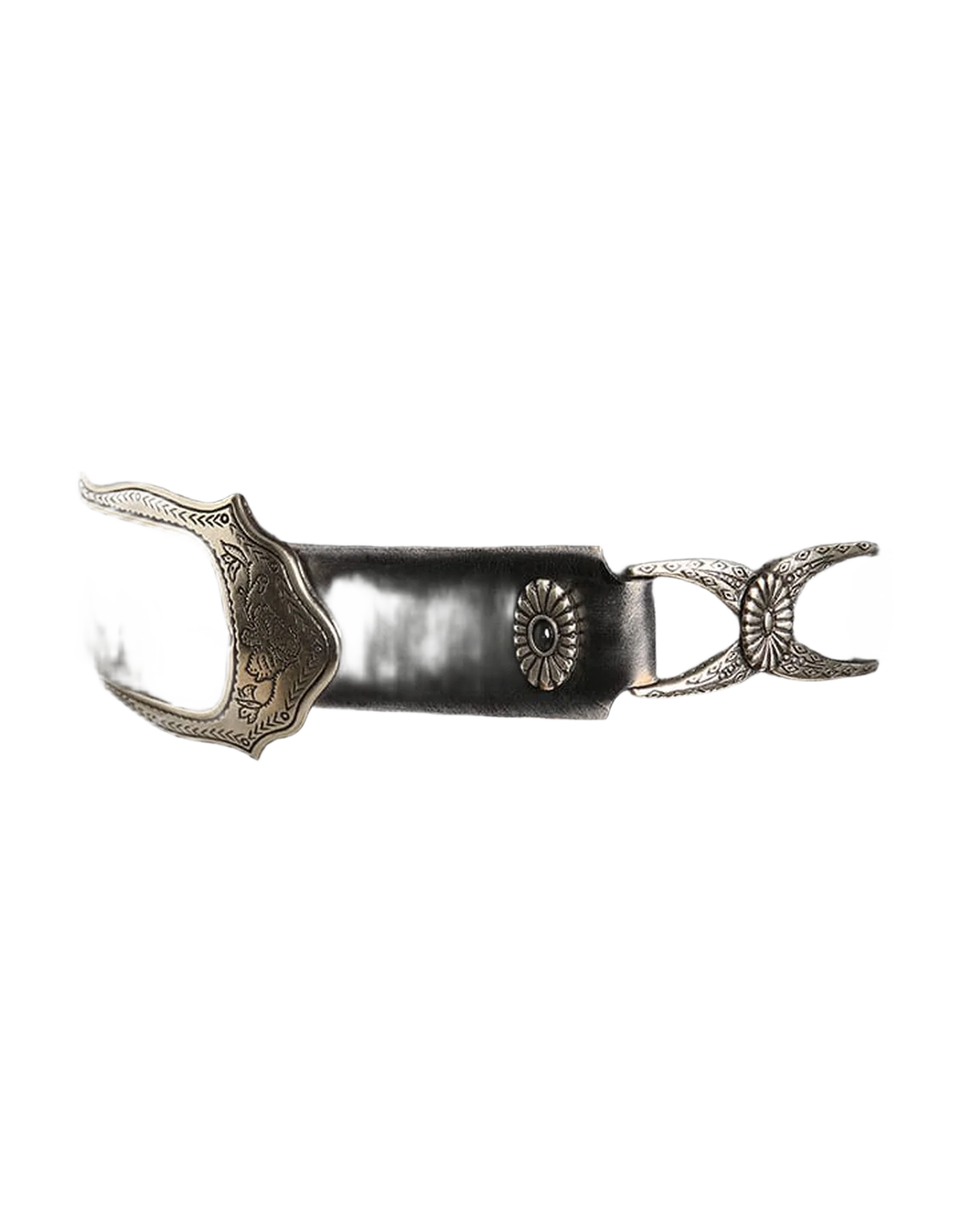 Women | Belt Black Leather with Silver Decorations | Black - Image 2