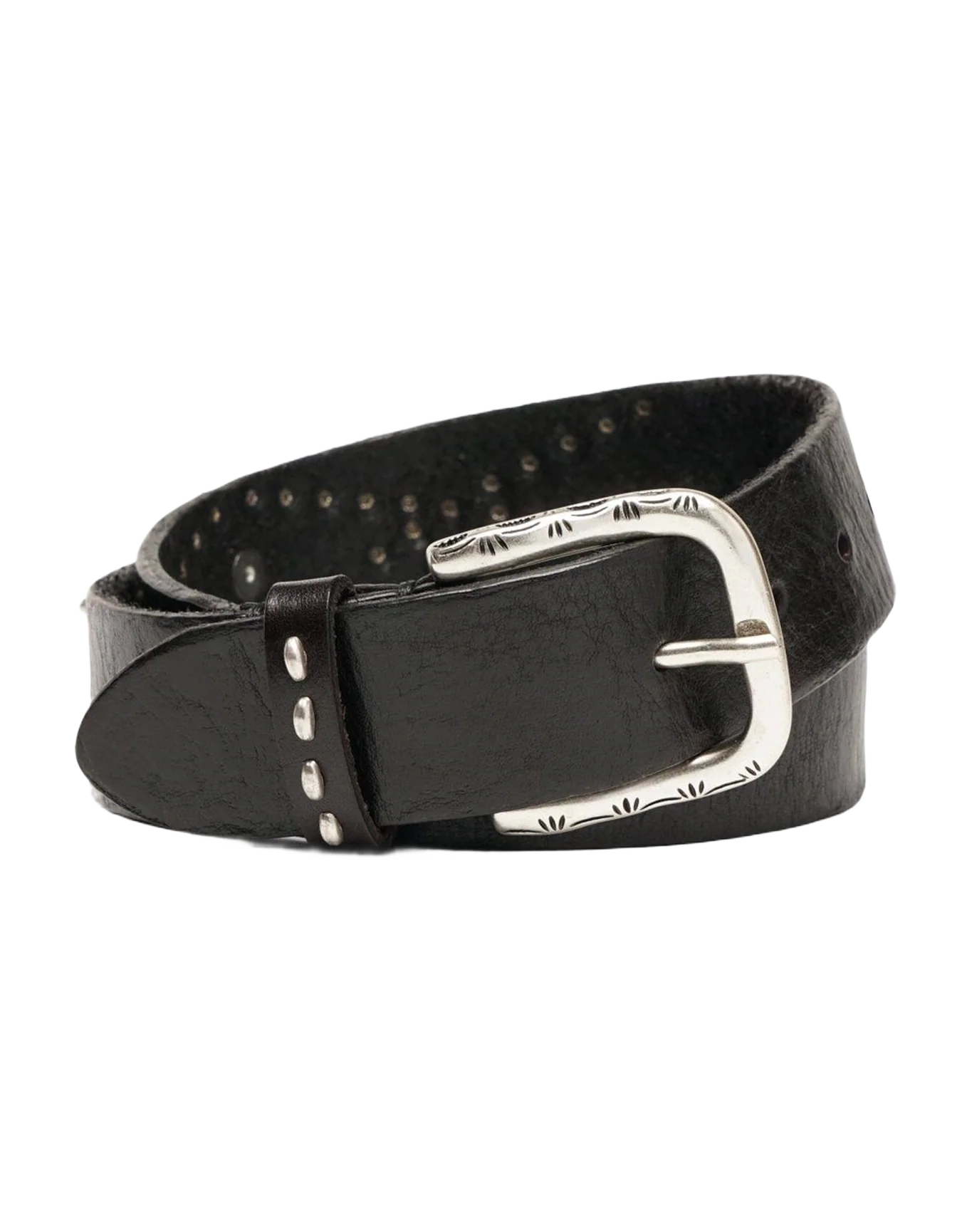 Women | Belt Diamond Black Washed Leather-Studs