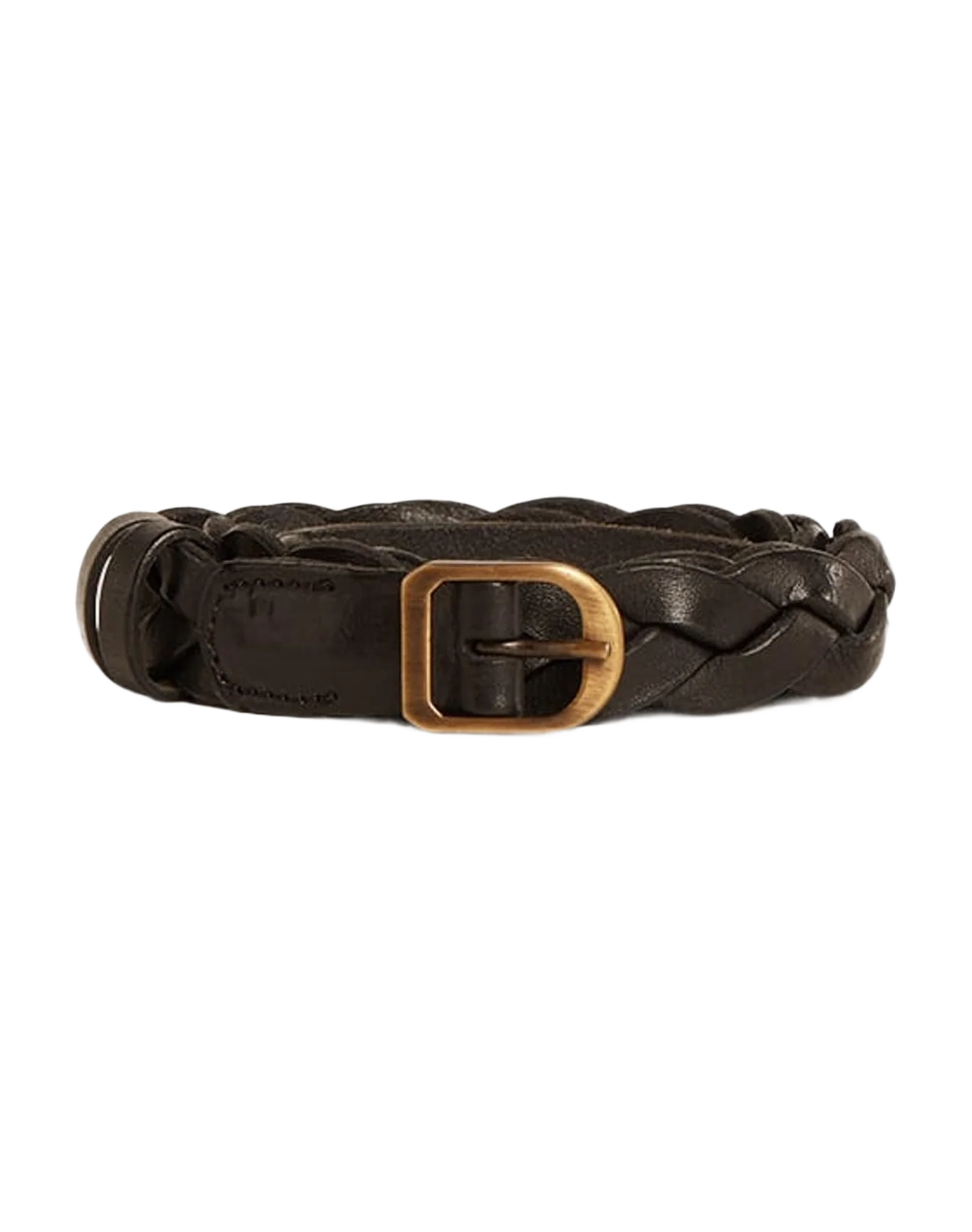 Women | Black Braided Leather Belt | Black