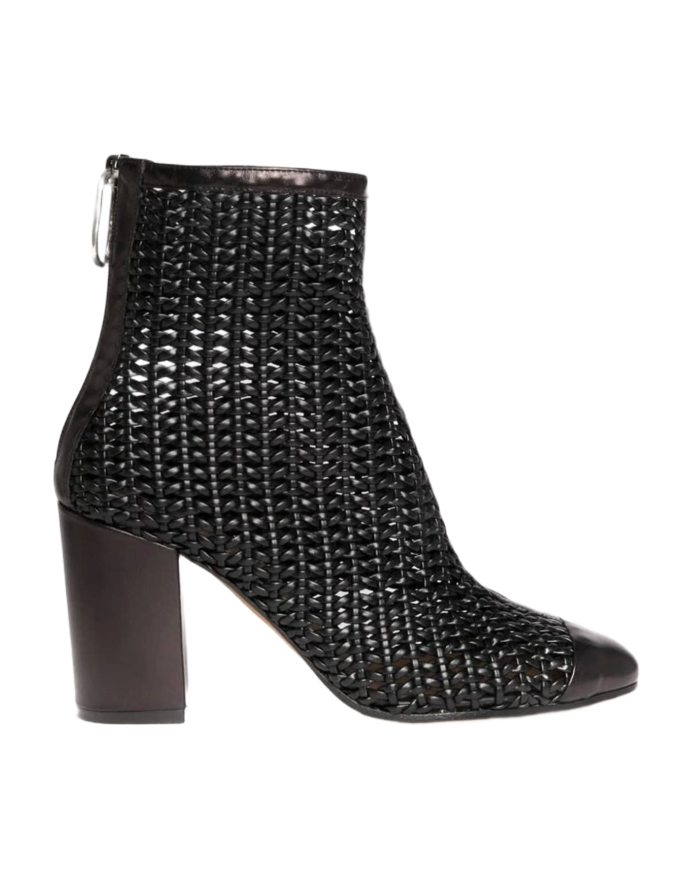 Women | Black Cage Heeled Ankle Boots