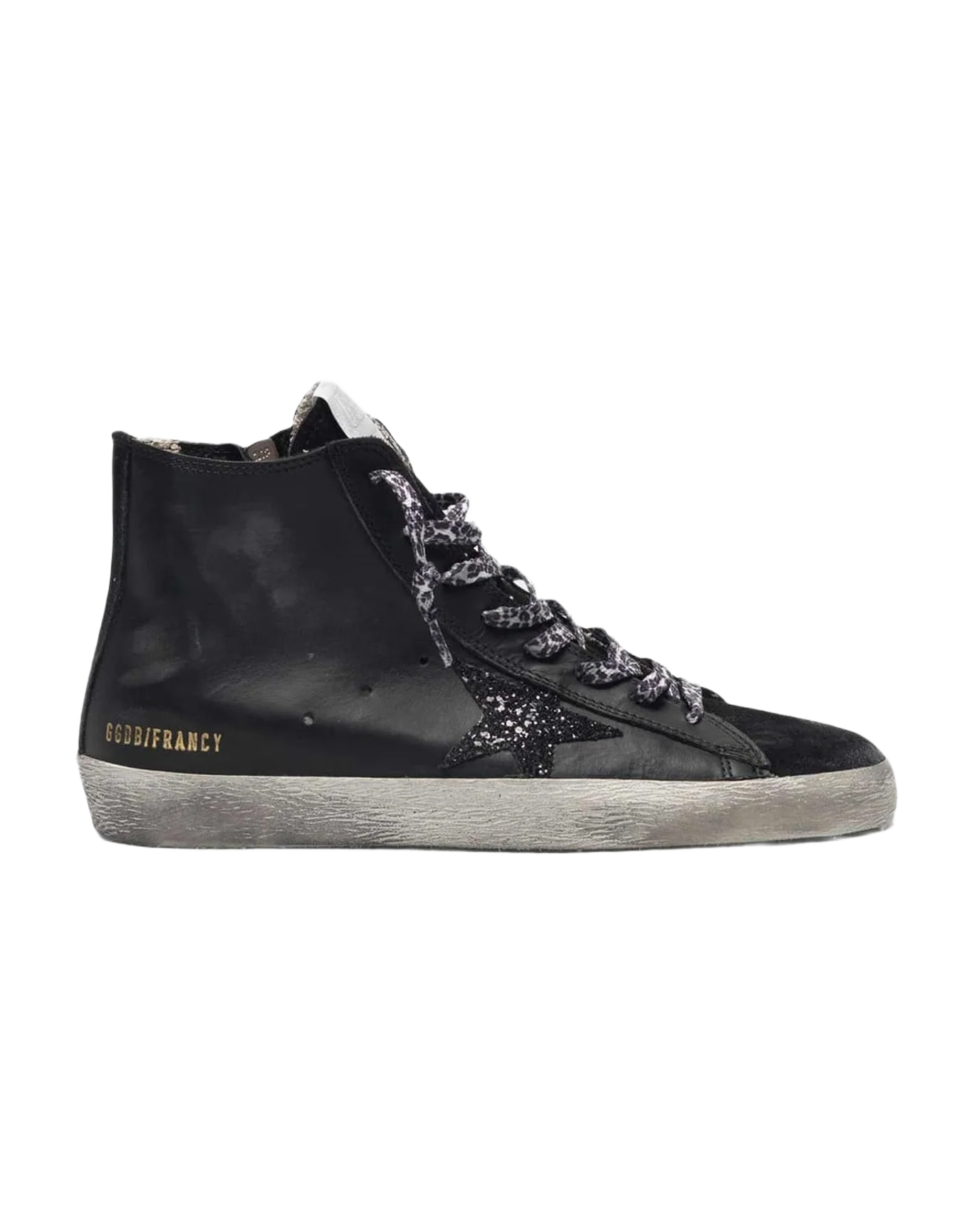 Women | Black Francy Sneakers Leather with Glittery Star