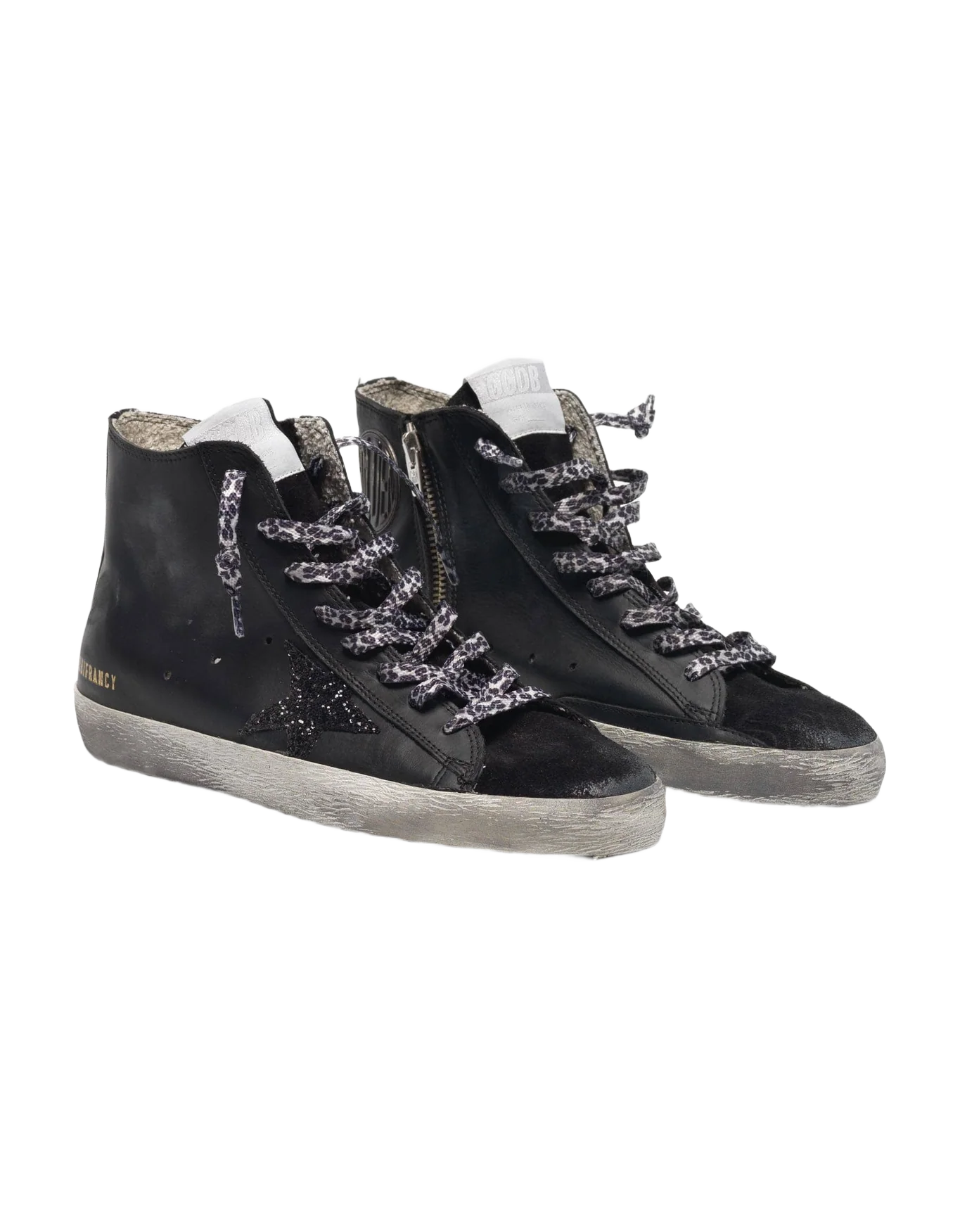 Women | Black Francy Sneakers Leather with Glittery Star - Image 3