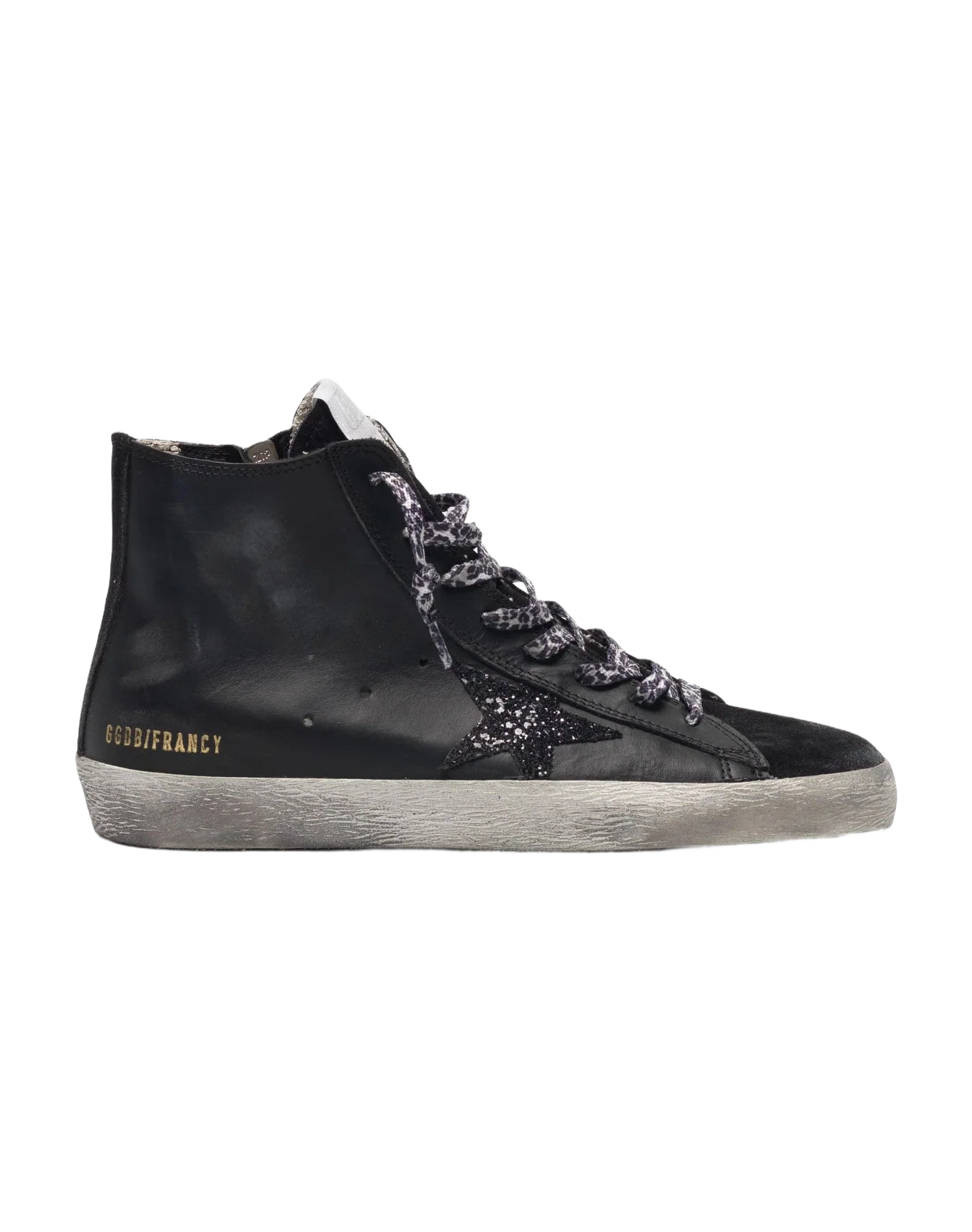 Women | Black Francy Sneakers Leather with Glittery Star - Image 4