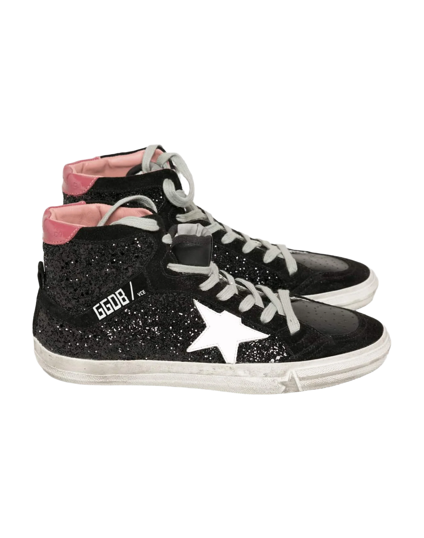 Women | Black Glittered Sneakers with White Star - Image 2
