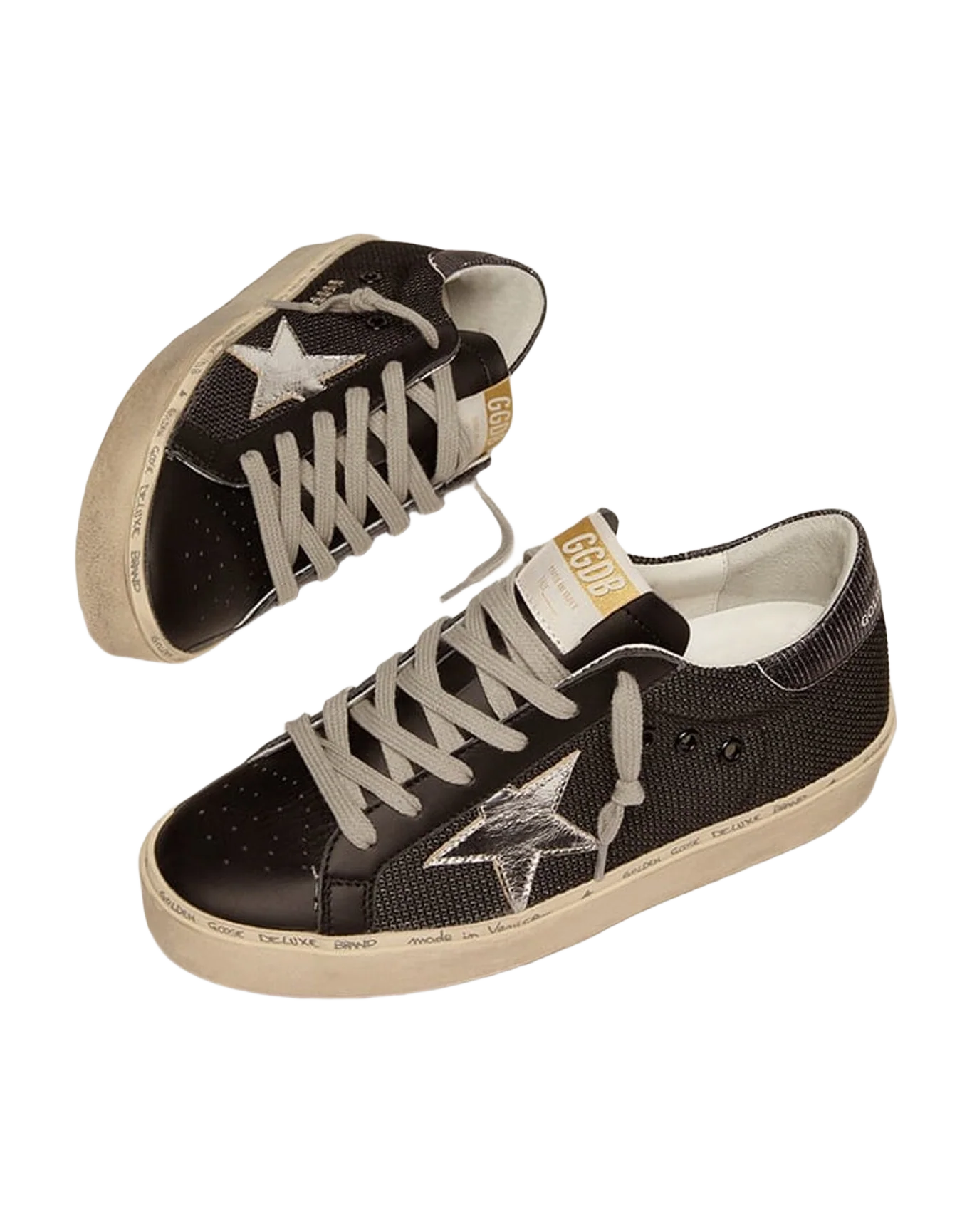 Women | Black Hi-Star Sneakers with Silver Star | Black x Silver