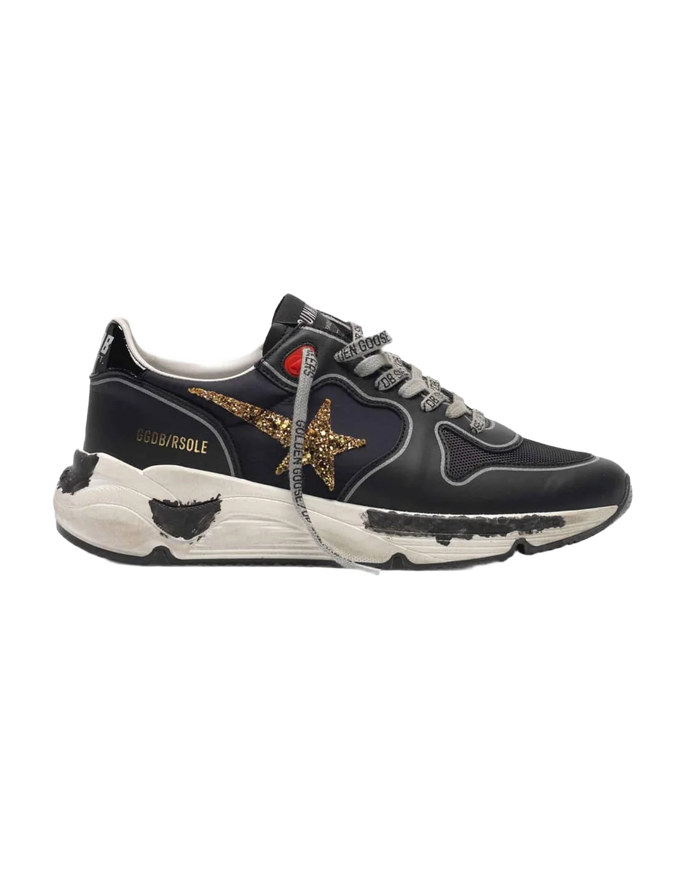 Women | Black Running Sole Sneakers with Glittery Gold Star - Image 5