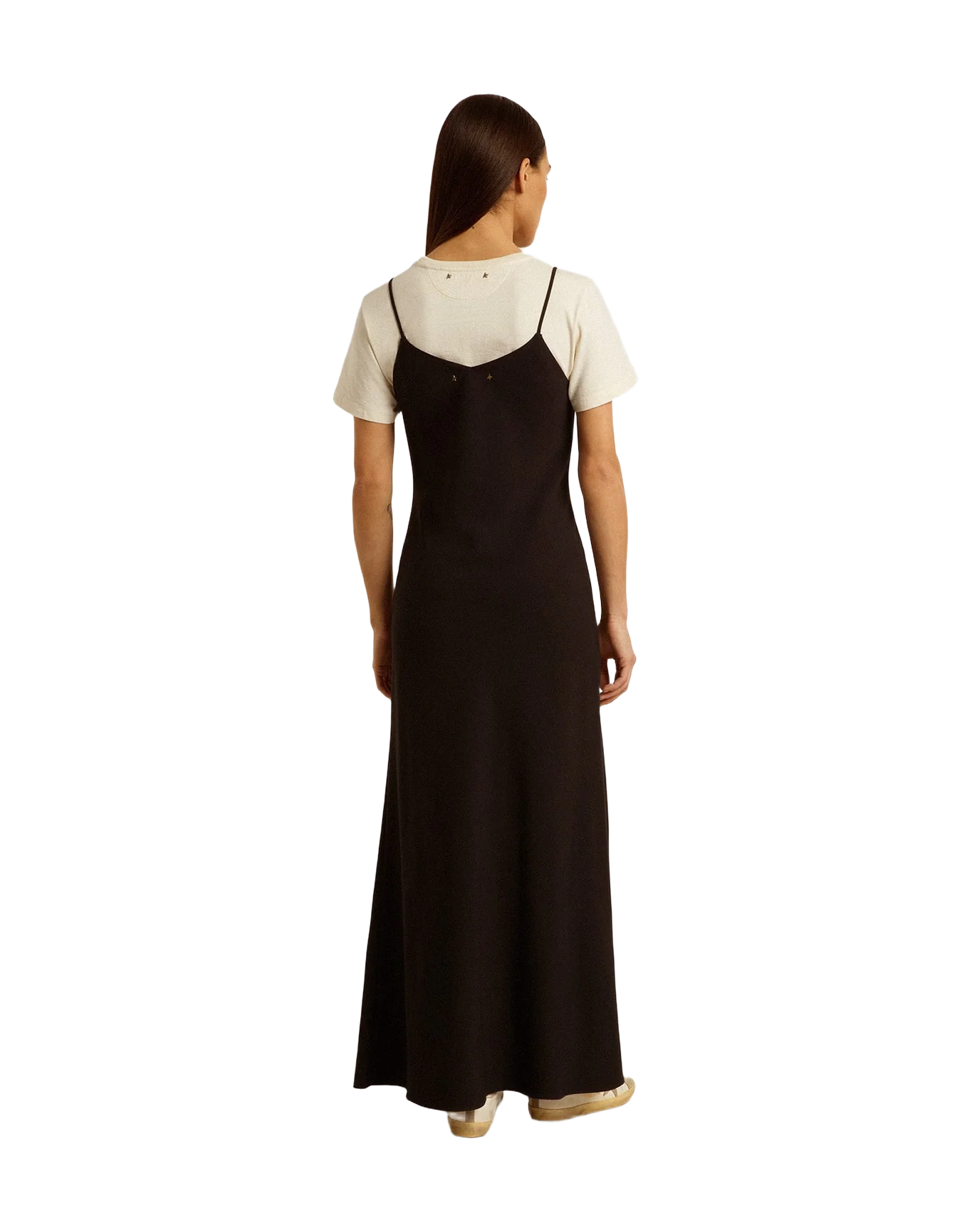 Women | Black Slip Dress with Embroidery | Polar Night - Image 2