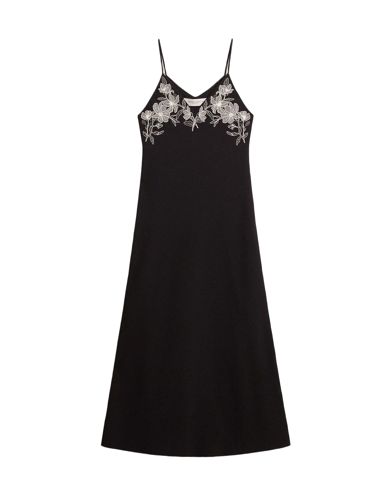 Women | Black Slip Dress with Embroidery | Polar Night - Image 4