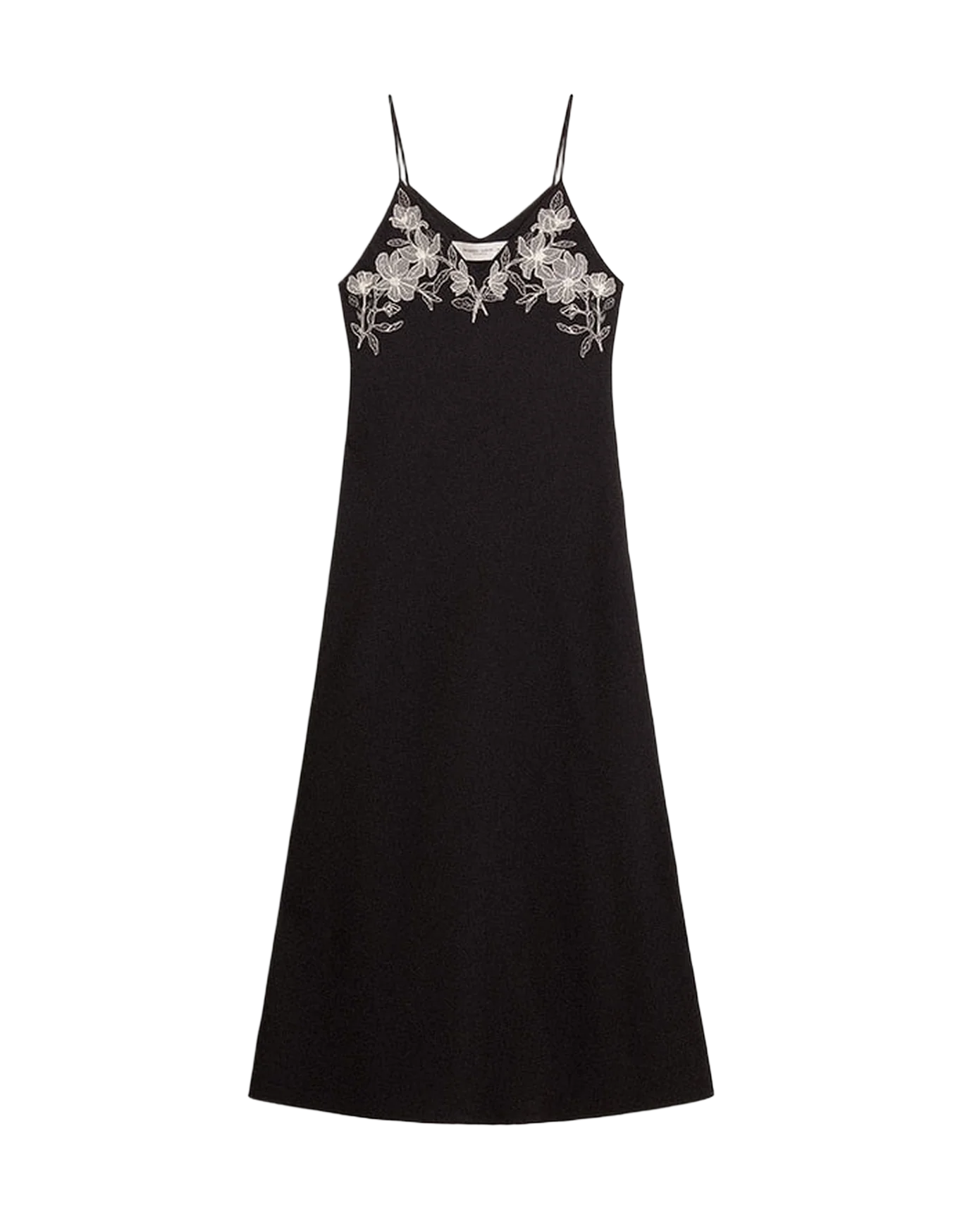 Women | Black Slip Dress with Embroidery | Polar Night - Image 7