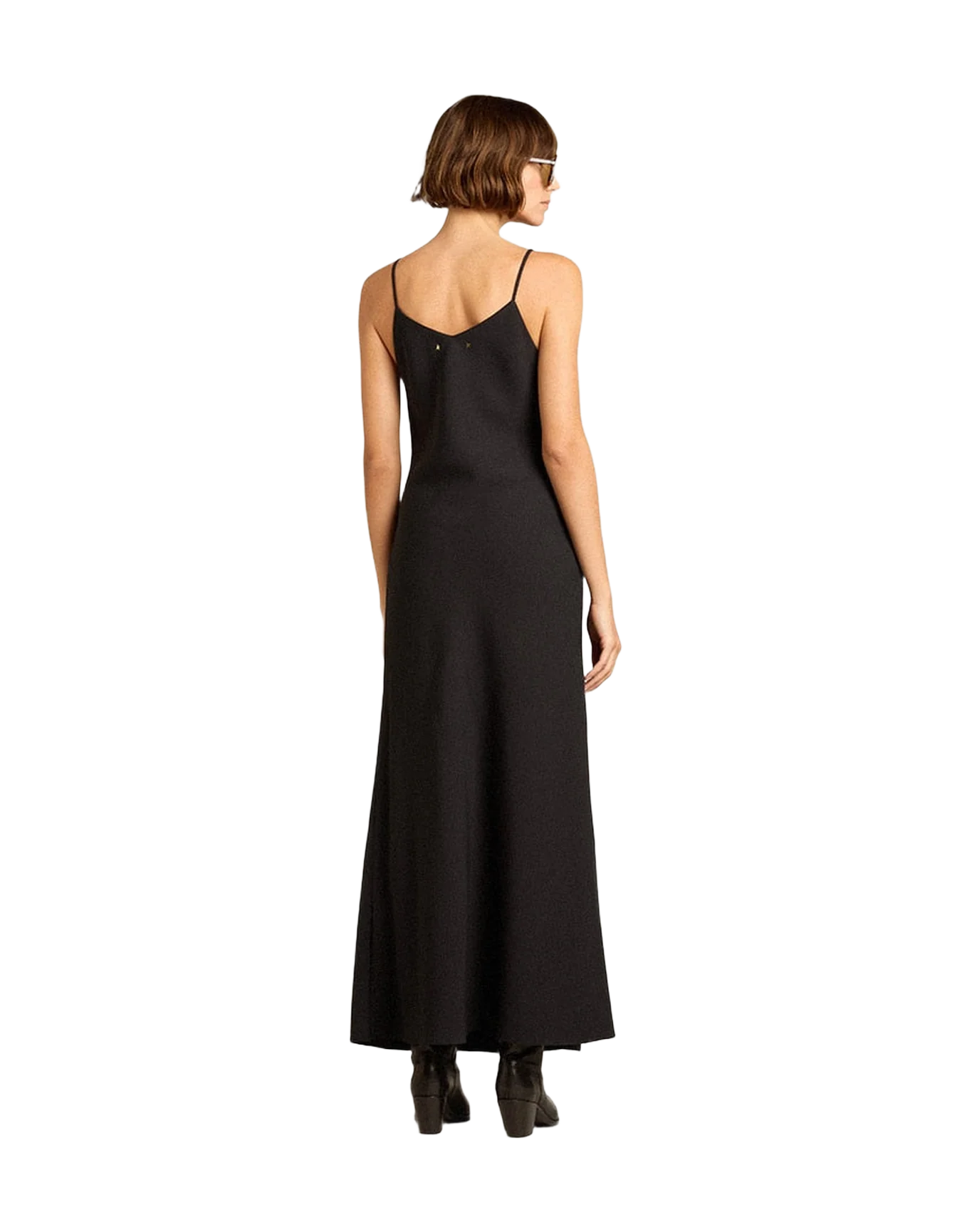 Women | Black Slip Dress with Embroidery | Polar Night - Image 9