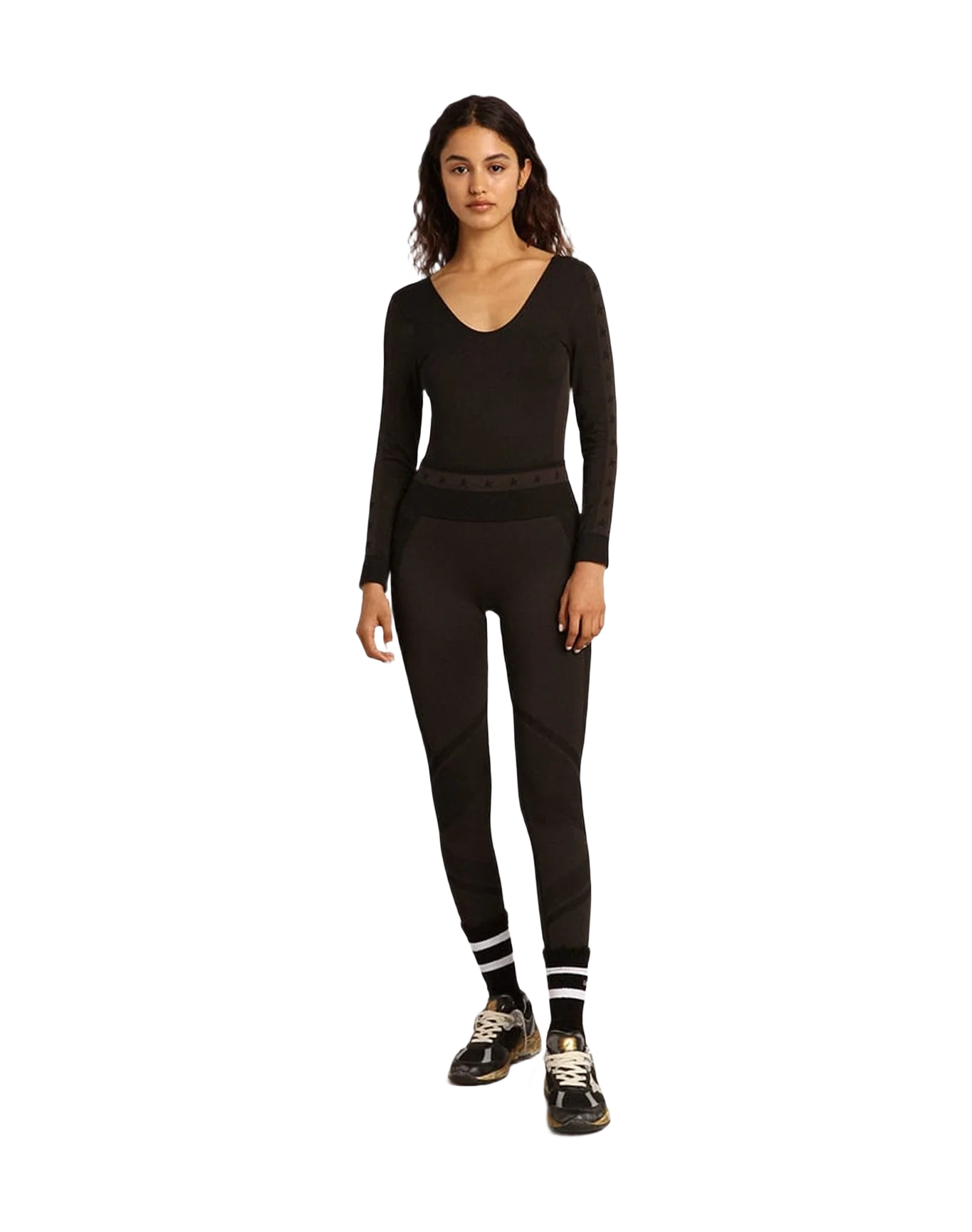 Women | Black Star Collection Body with Black Stars On The Arms | Black x Dark Grey