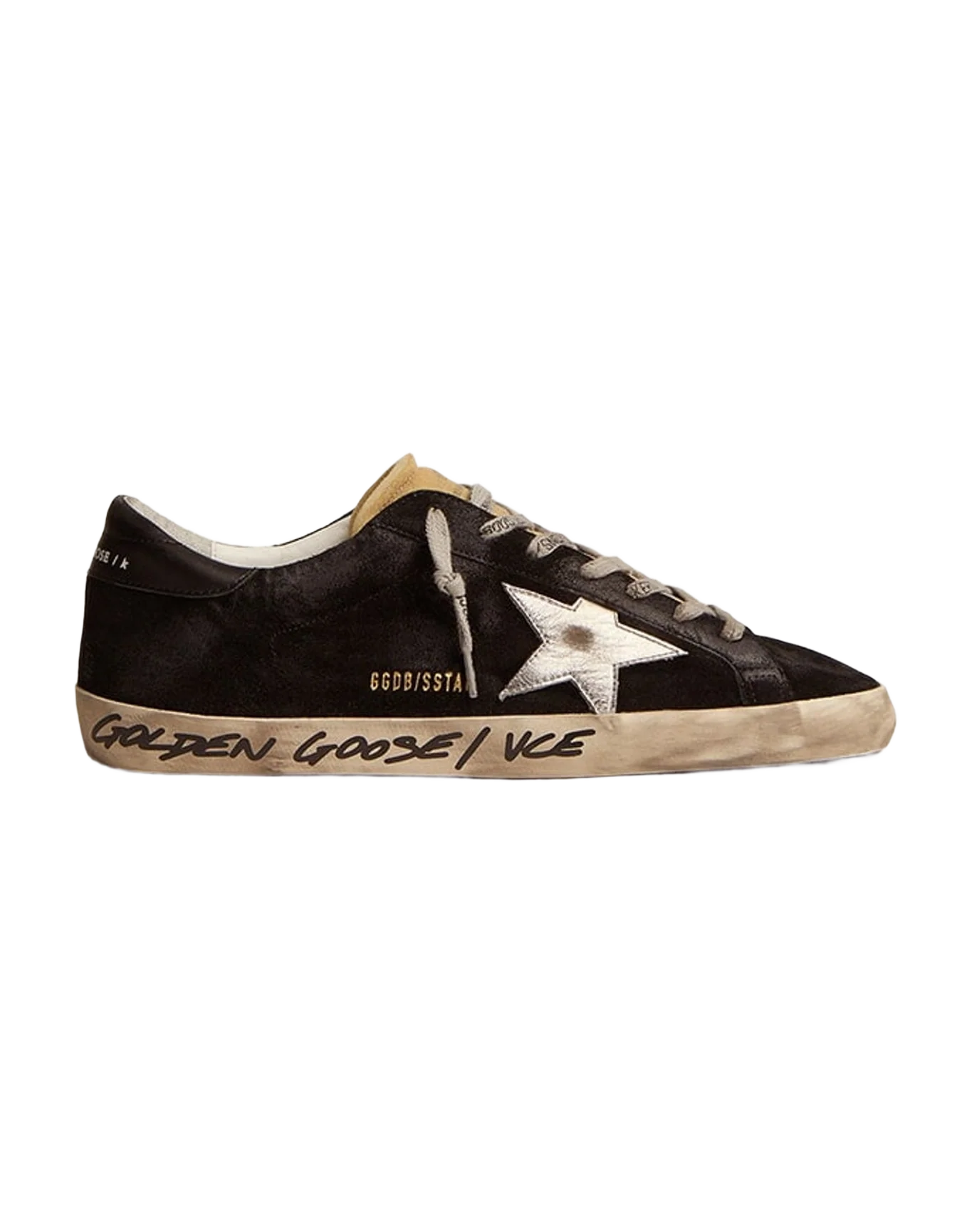 Women | Black Suede Super-Star with Silver Star | Black x Silver