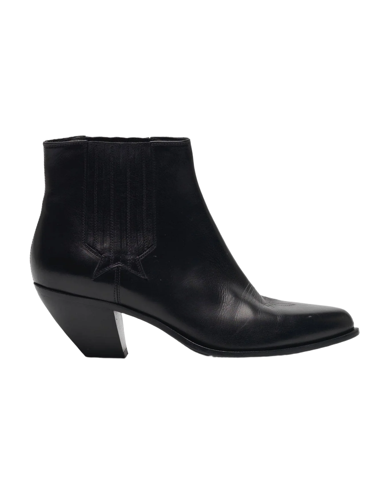 Women | Black Sunset Flowers Ankle Boots with Cowboy-Style Decoration - Image 5