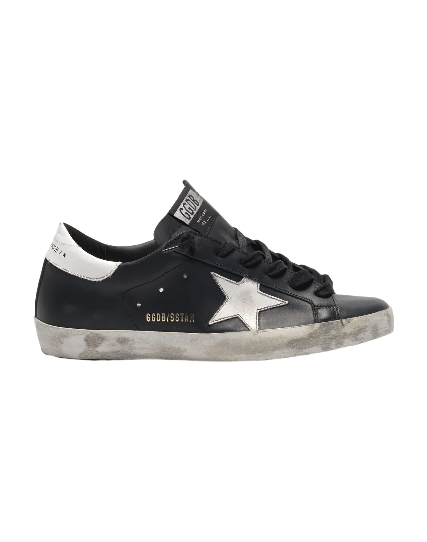 Women | Black Super-Star Sneakers Leather with White Star - Image 2