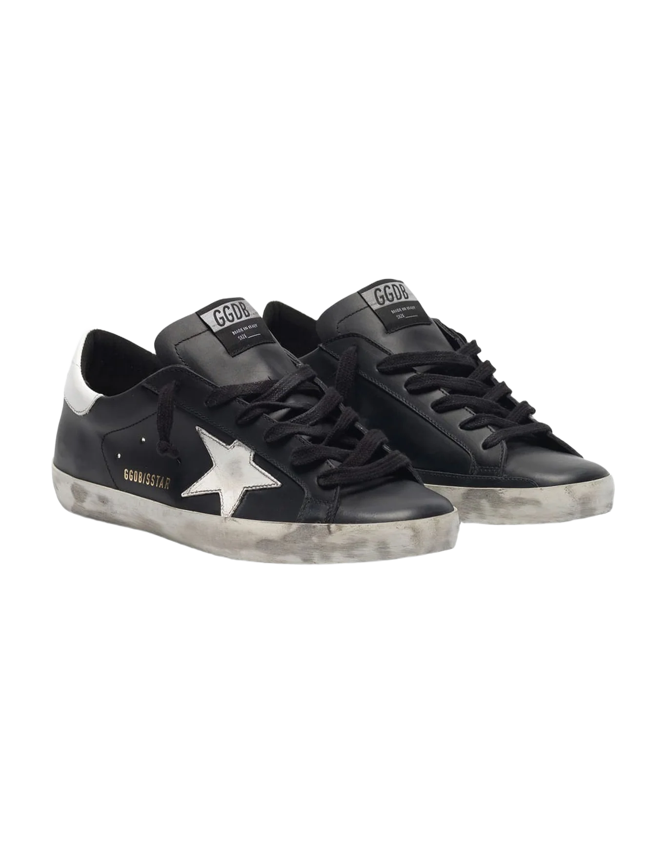 Women | Black Super-Star Sneakers Leather with White Star - Image 4