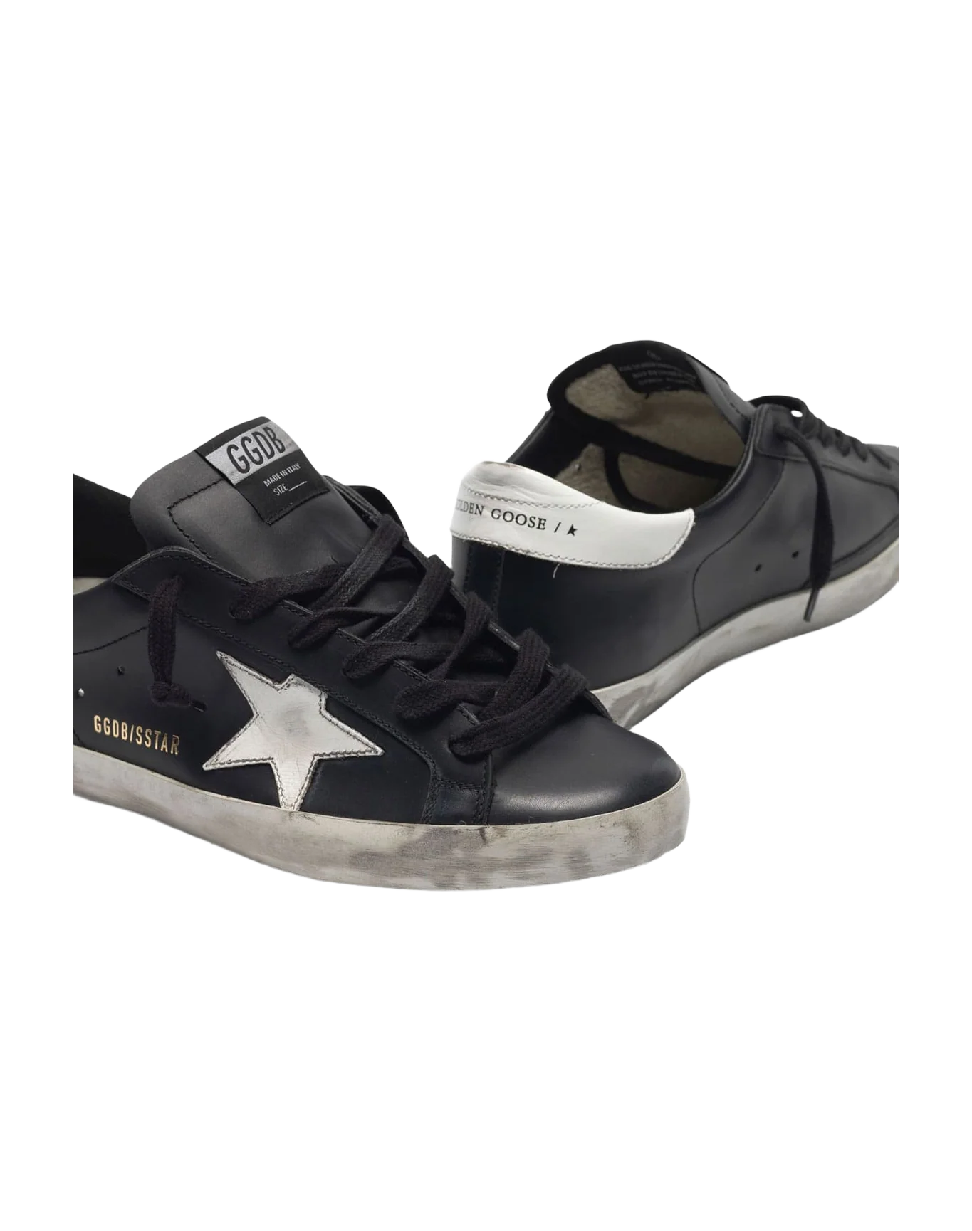 Women | Black Super-Star Sneakers Leather with White Star - Image 5