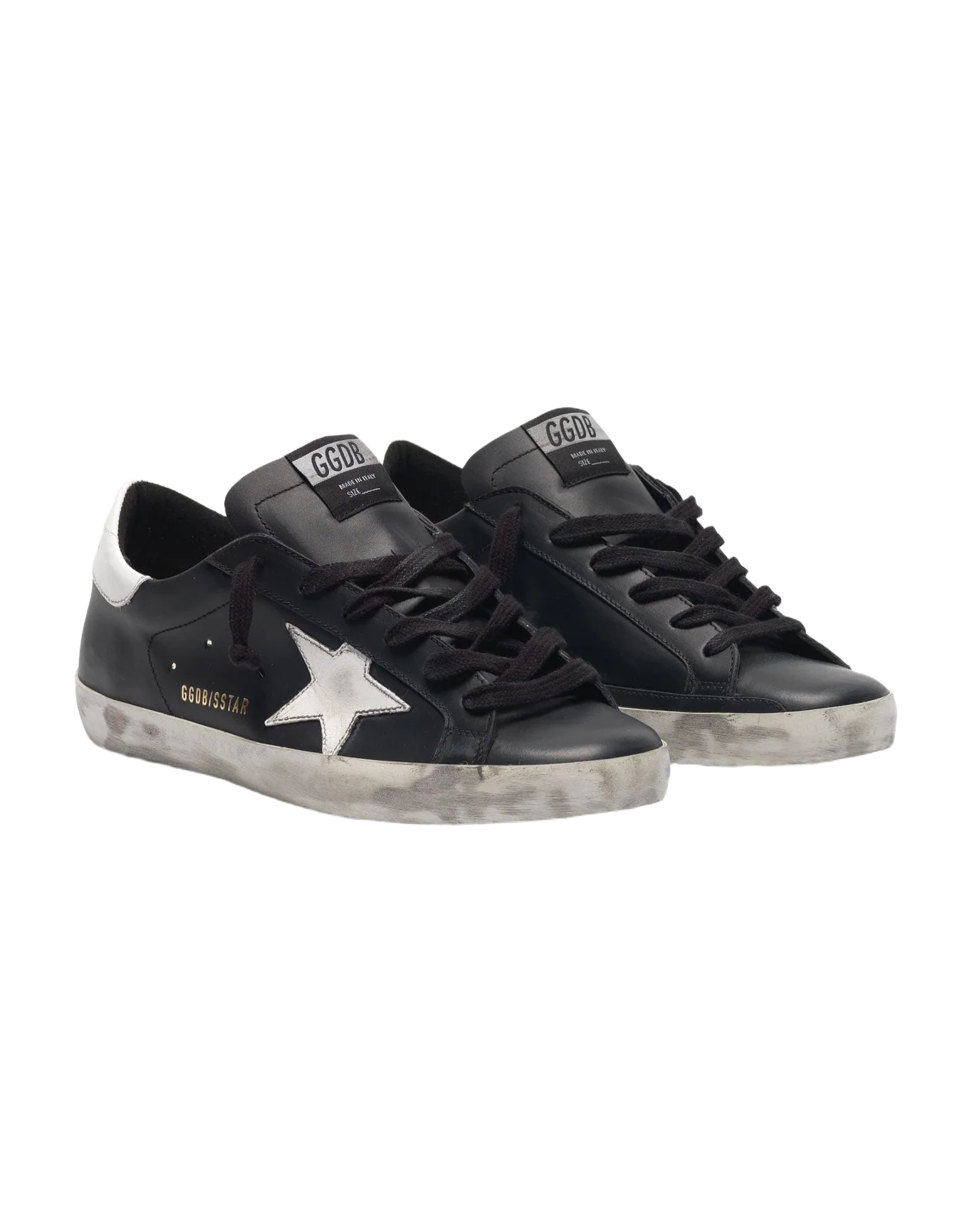 Women | Black Super-Star Sneakers Leather with White Star - Image 7
