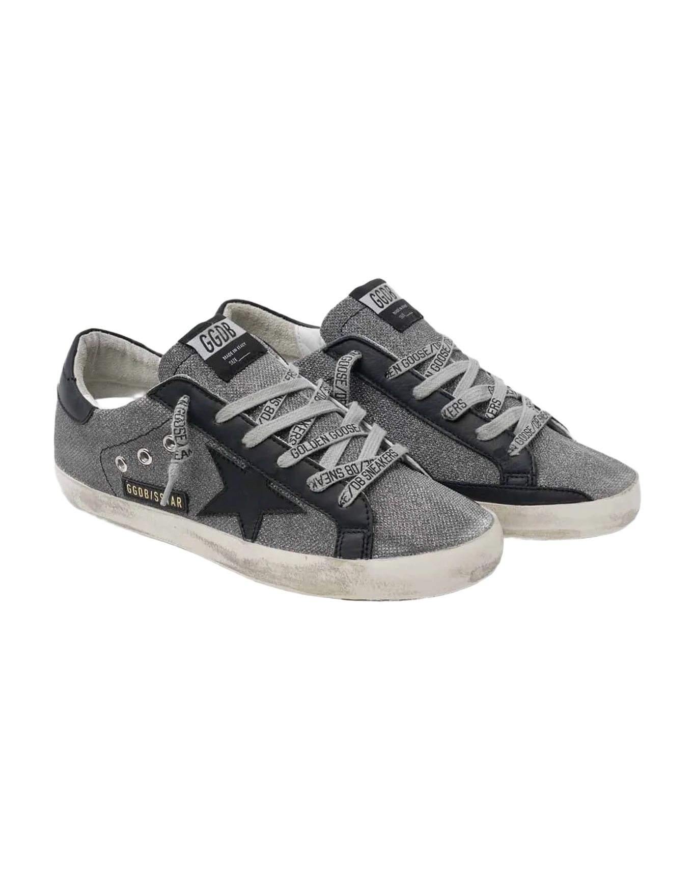 Women | Black Super-Star Sneakers with Iridescent Fabric - Image 4