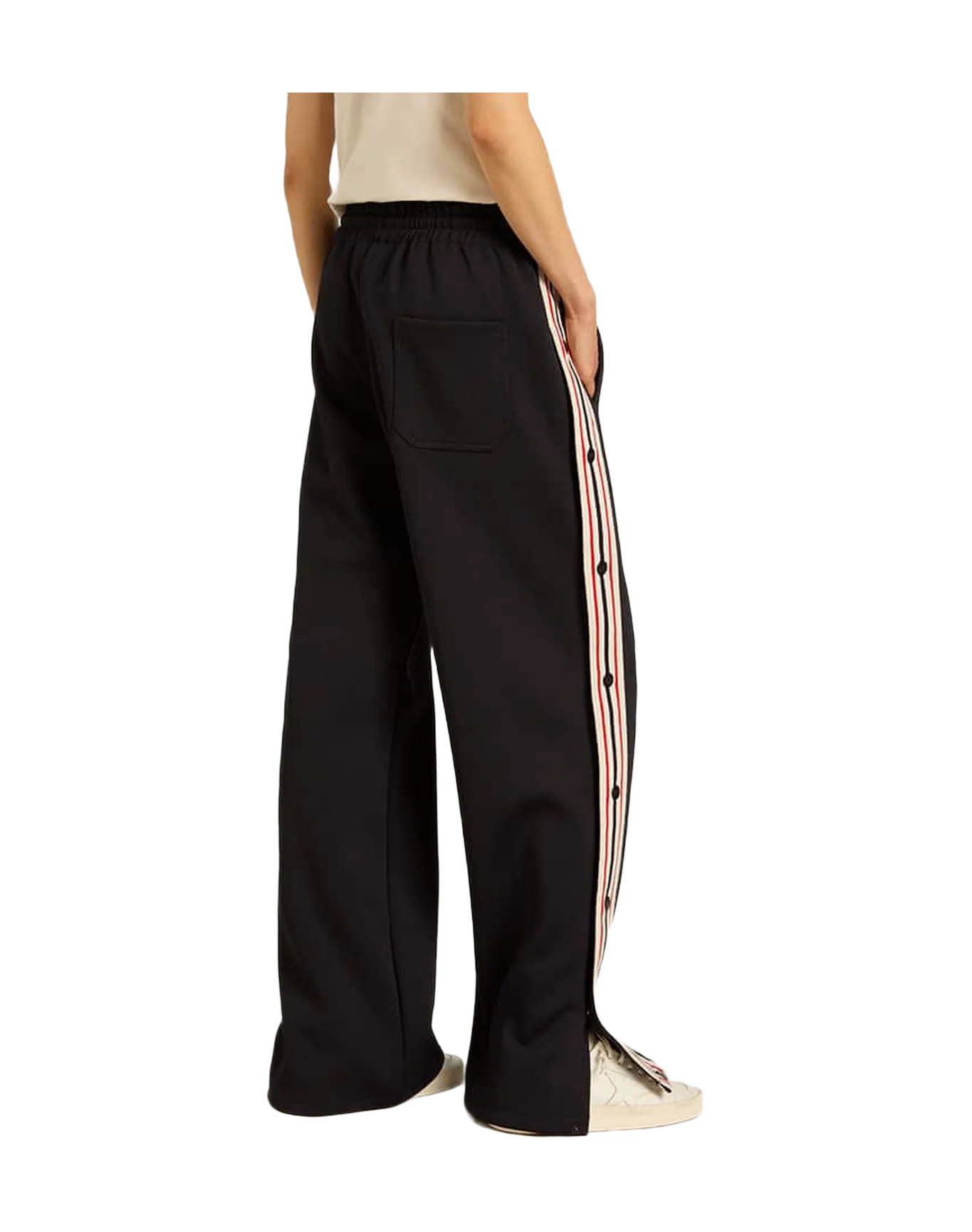 Women | Black Wo Joggers with Side Stripes | Dark Blue x Papyrus - Image 2
