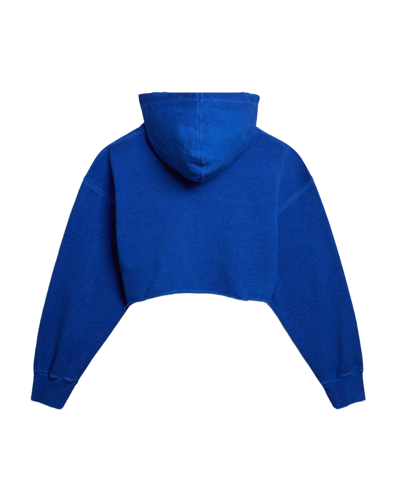 Women | Blue Cropped Sweatshirt with Zip Fastening & Hood | Mazarine Blue x Heritage White - Image 3