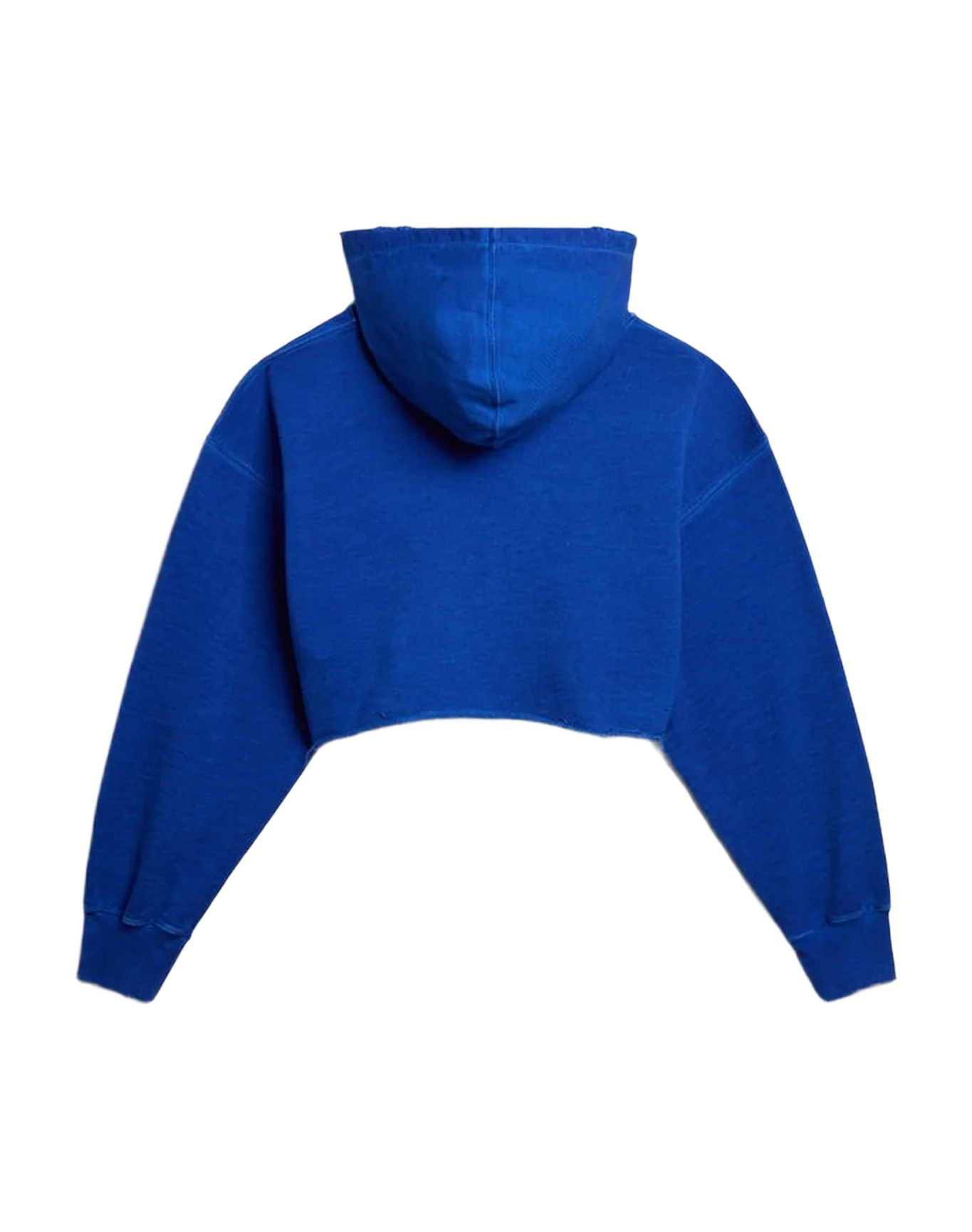 Women | Blue Cropped Sweatshirt with Zip Fastening & Hood | Mazarine Blue x Heritage White - Image 5