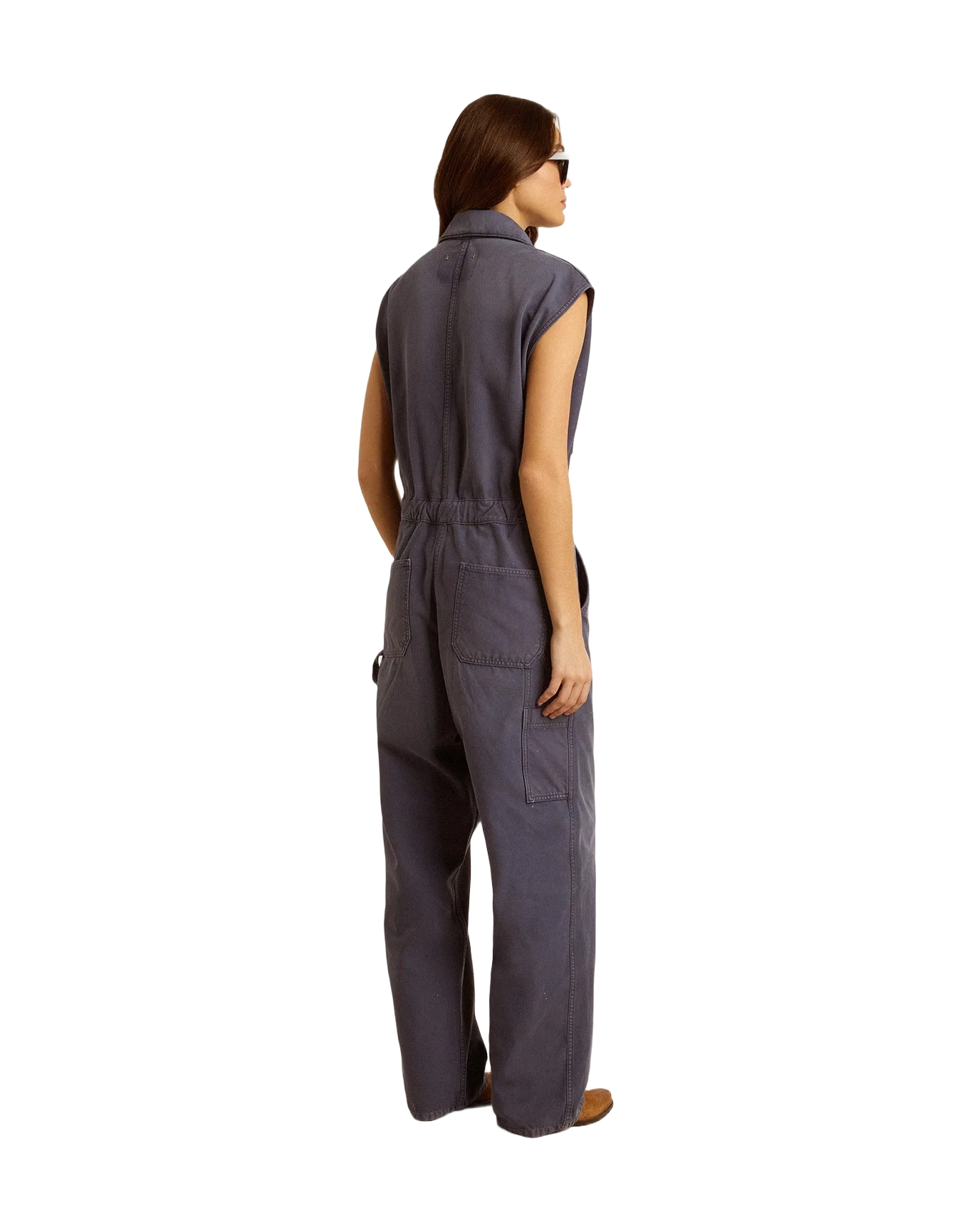 Women | Blue Distressed Cotton Jumpsuit | Blue - Image 2