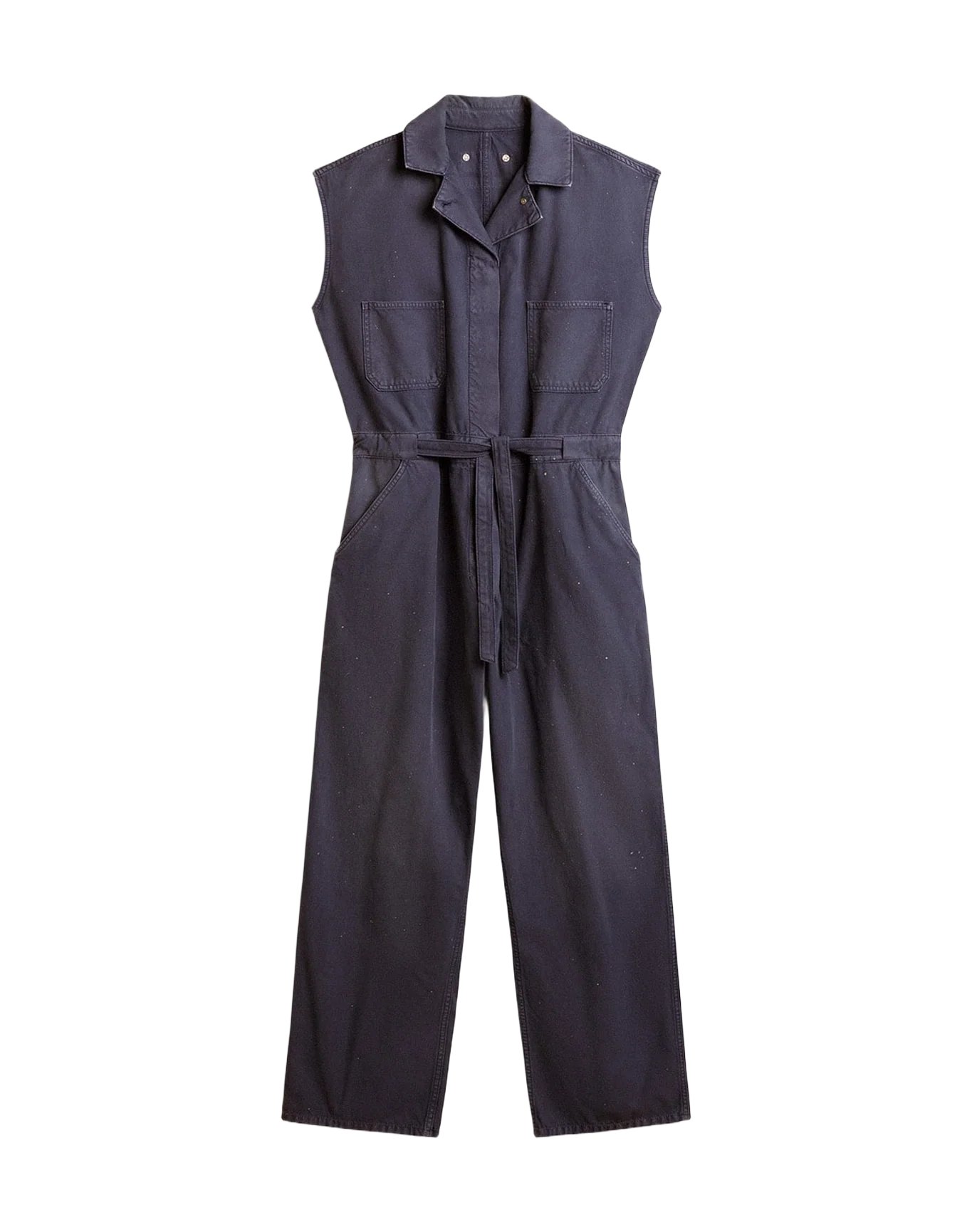Women | Blue Distressed Cotton Jumpsuit | Blue - Image 7