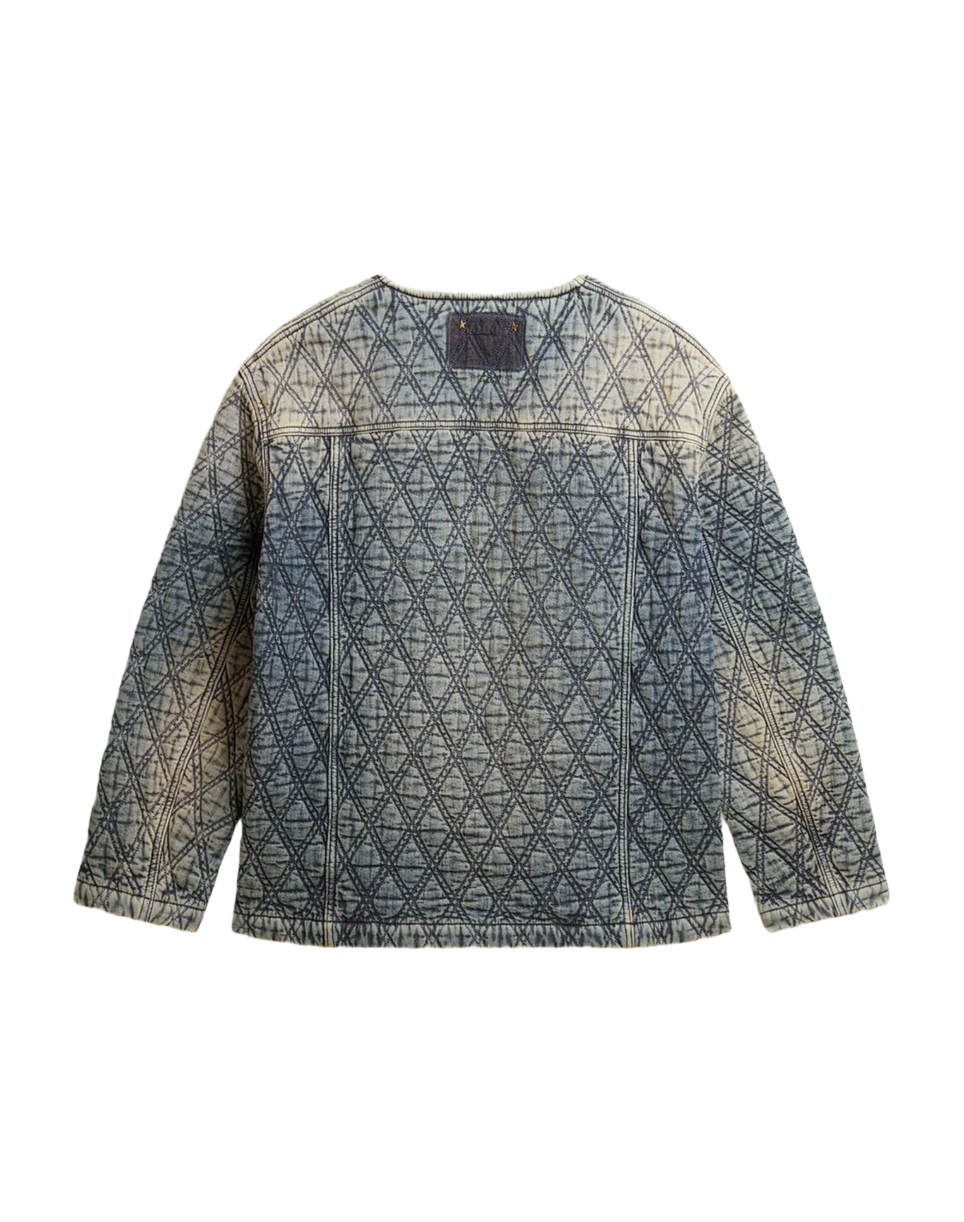 Women | Blue Quilted Jacket Cotton Denim with Distressed Finish | Dark Blue - Image 13