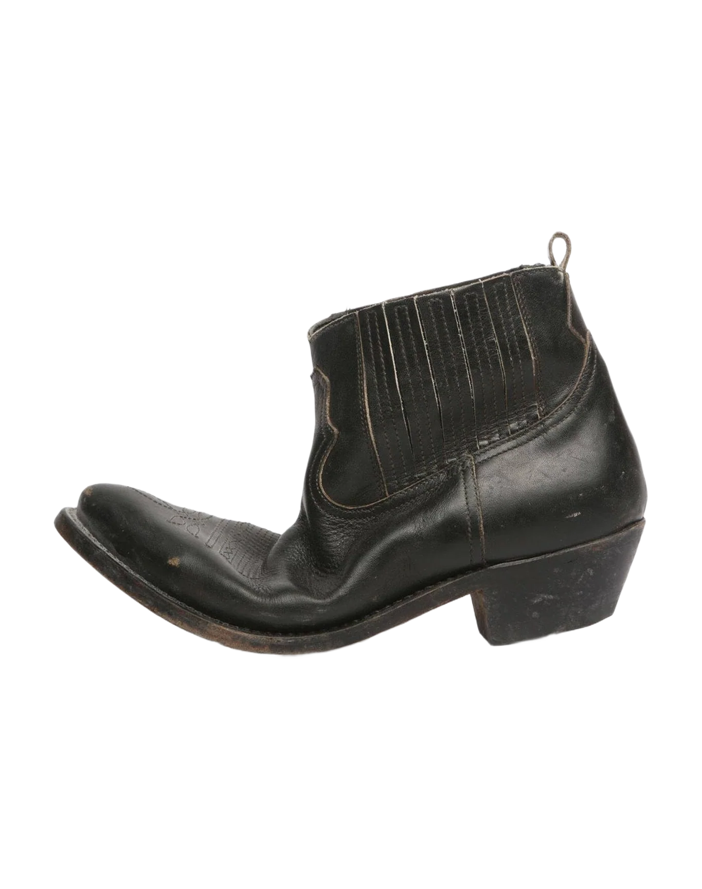 Women | Boots Crosby Black Leather with Cowboy-Style Decoration