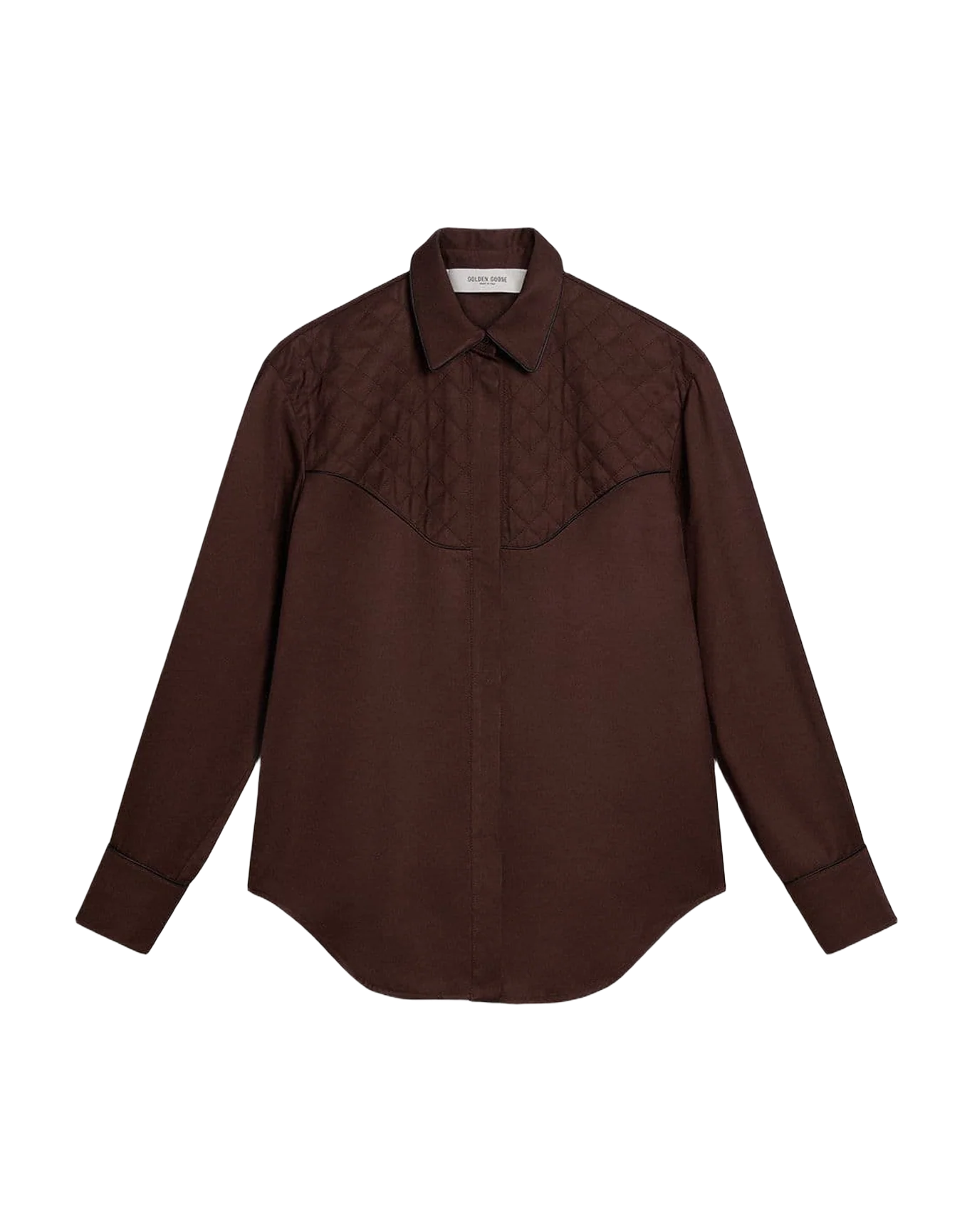 Women | Brown Shirt with Quilted Details | Coffee Bean - Image 10