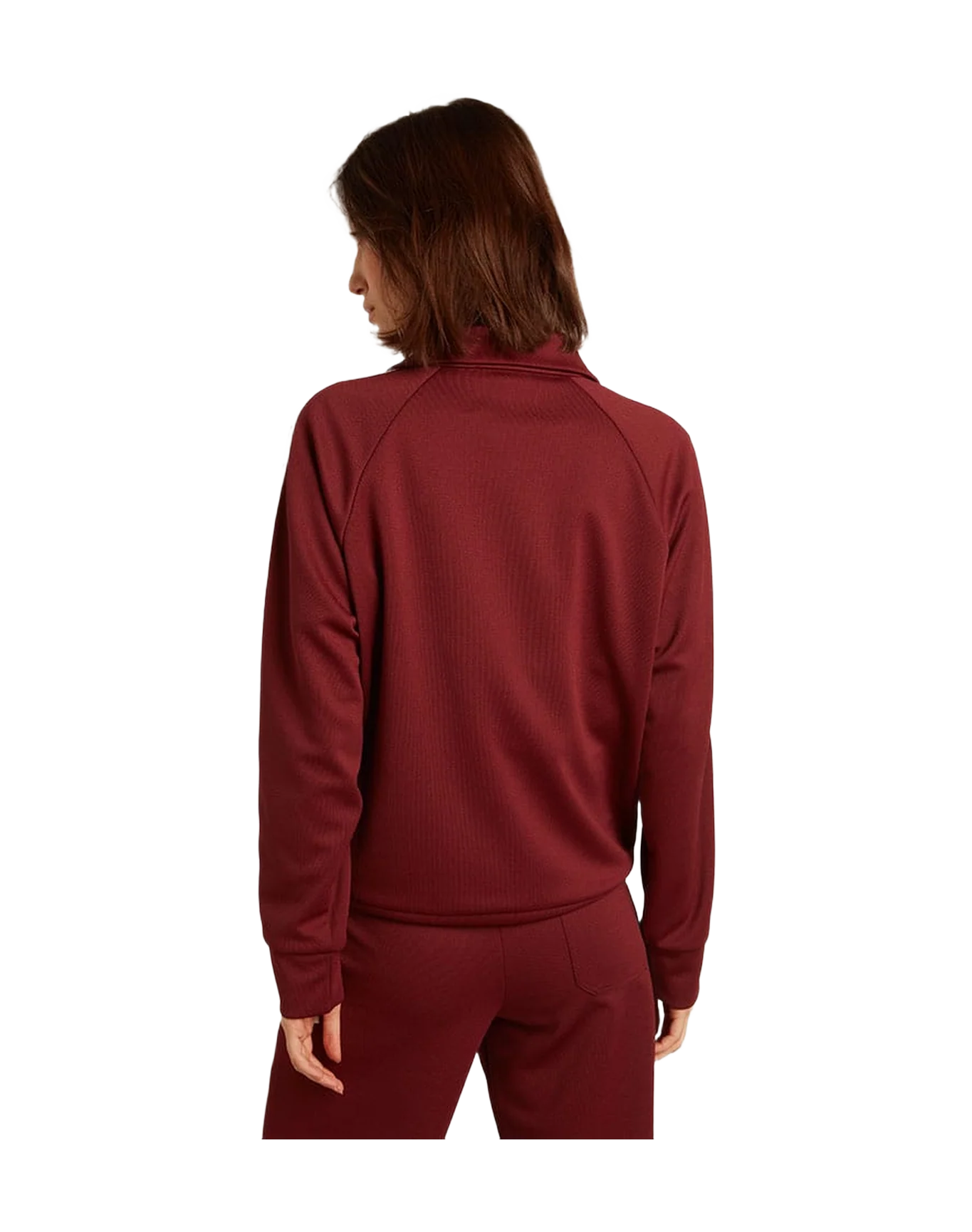 Women | Burgundy Zipped Sweatshirt with White Strip & Contrasting Stars | Windsor Wine x White - Image 12