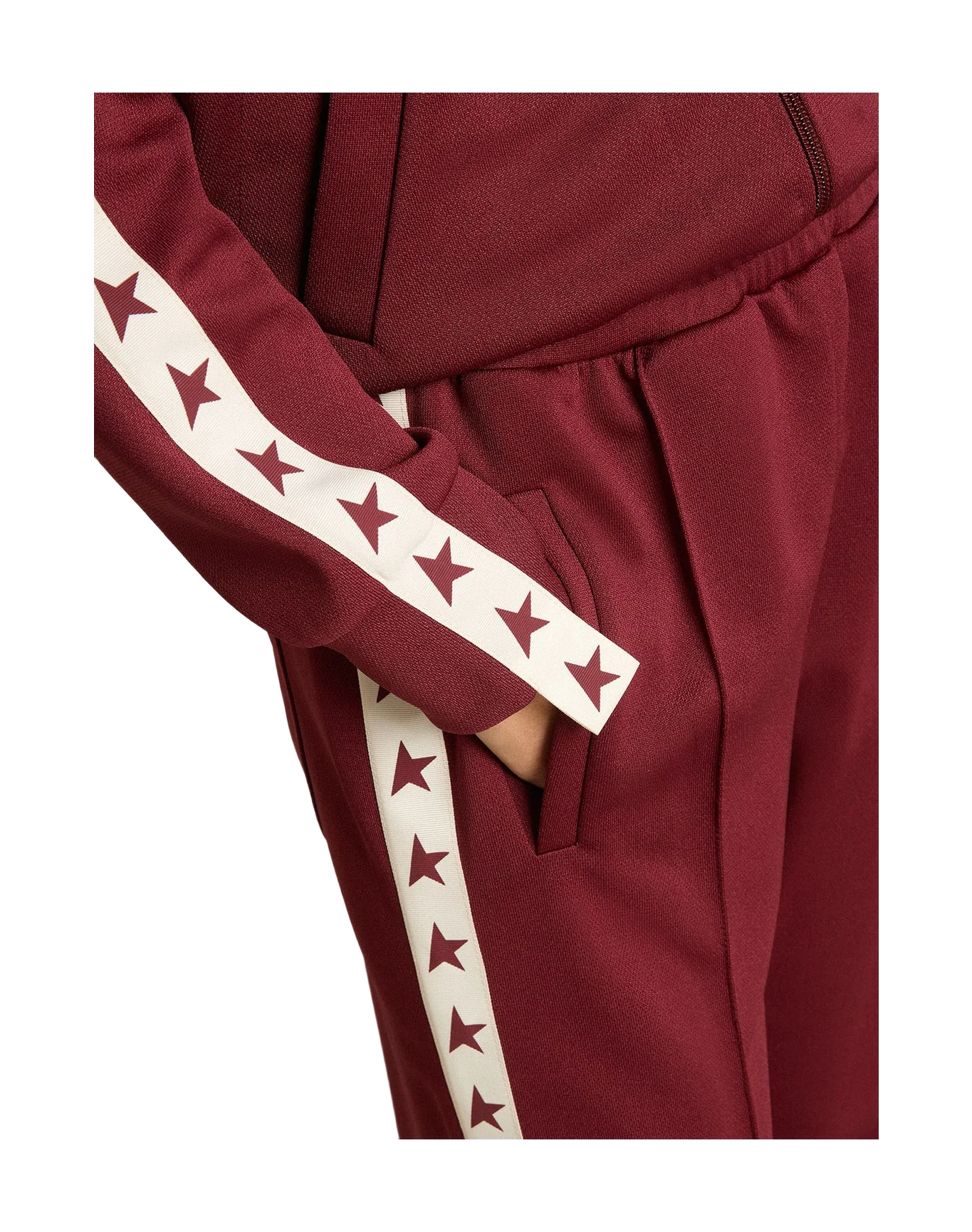 Women | Burgundy Zipped Sweatshirt with White Strip & Contrasting Stars | Windsor Wine x White - Image 9