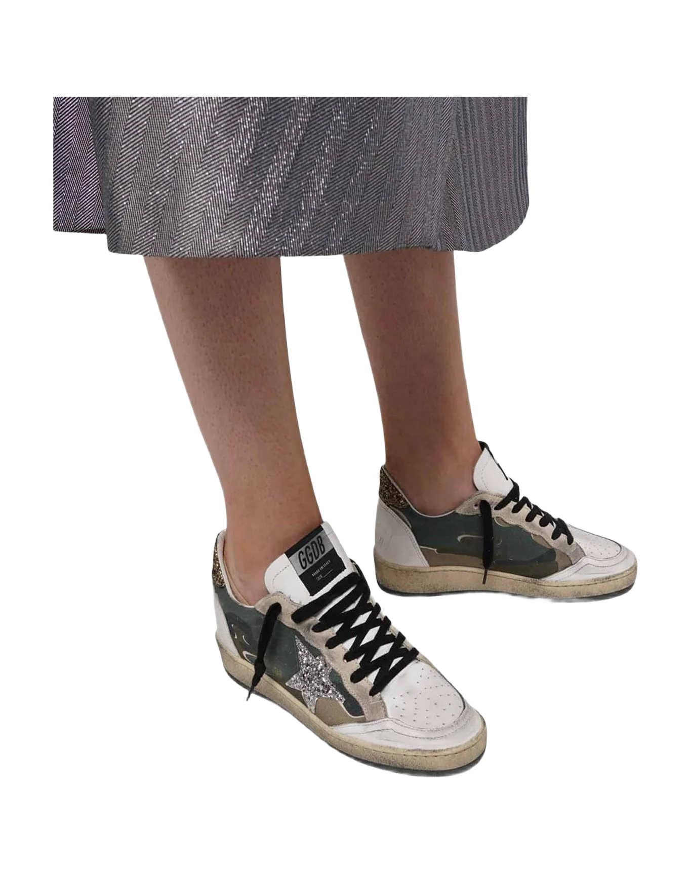 Women | Camouflage Ball Star Sneakers with Glittery Star & Heel Tab