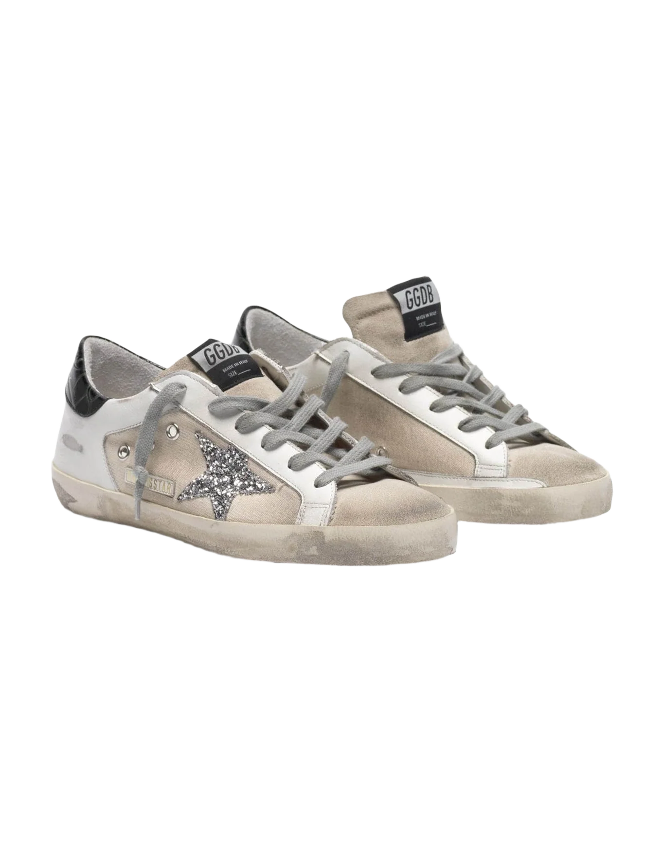 Women | Canvas Super-Star Sneakers Leather with Glittery Star