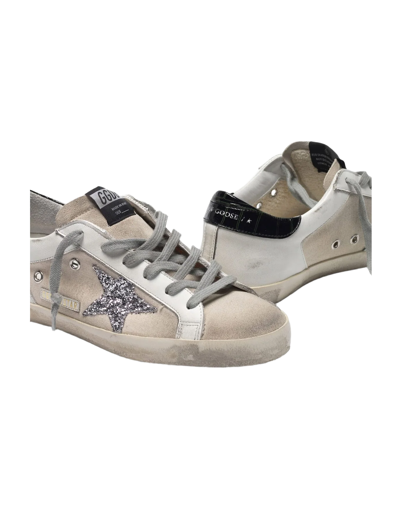 Women | Canvas Super-Star Sneakers Leather with Glittery Star - Image 2