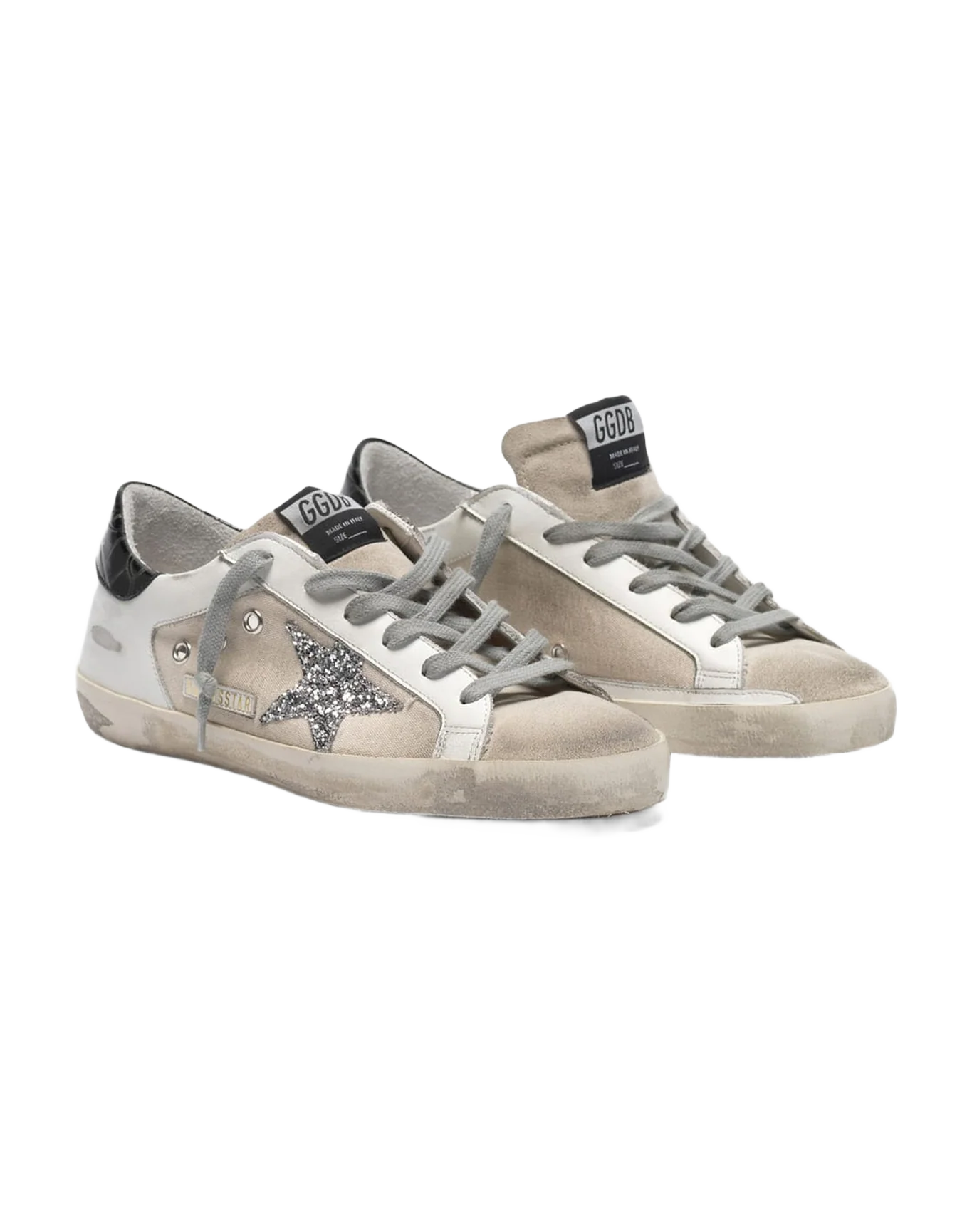 Women | Canvas Super-Star Sneakers Leather with Glittery Star - Image 3