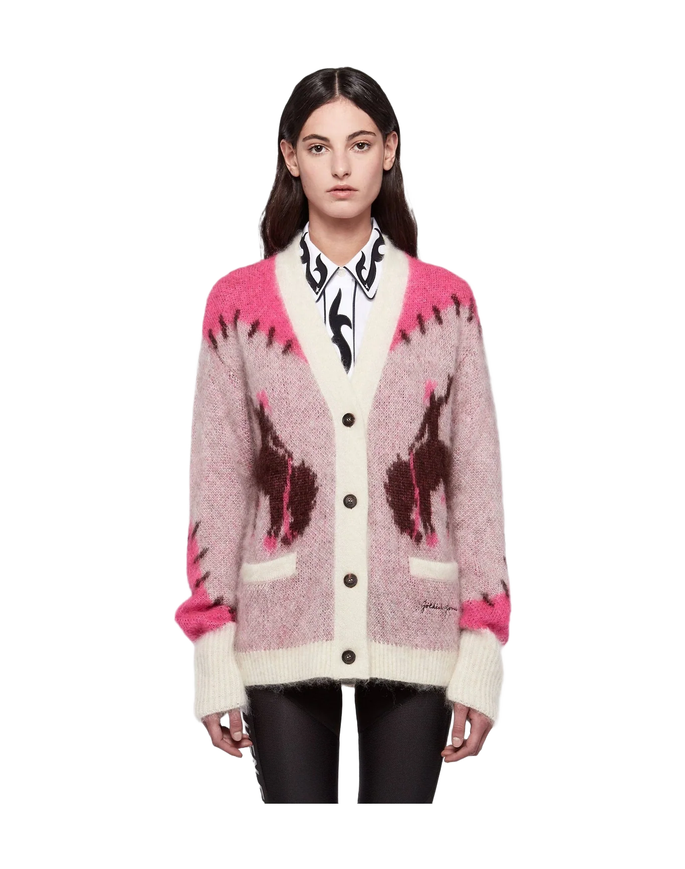 Women | Cardigan White & Pink