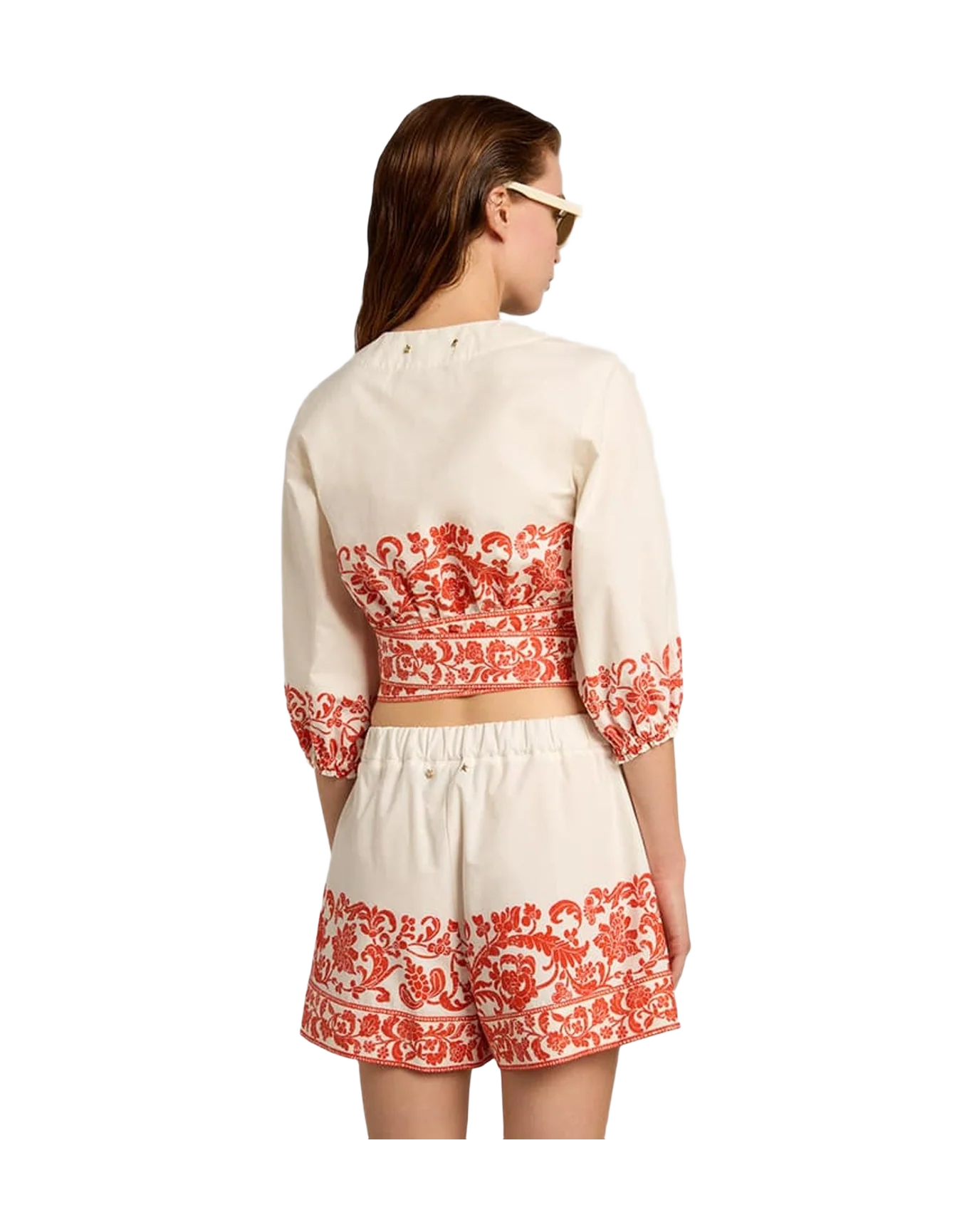 Women | Cotton Crop Top with Seasonal Print | White x Summer Fig