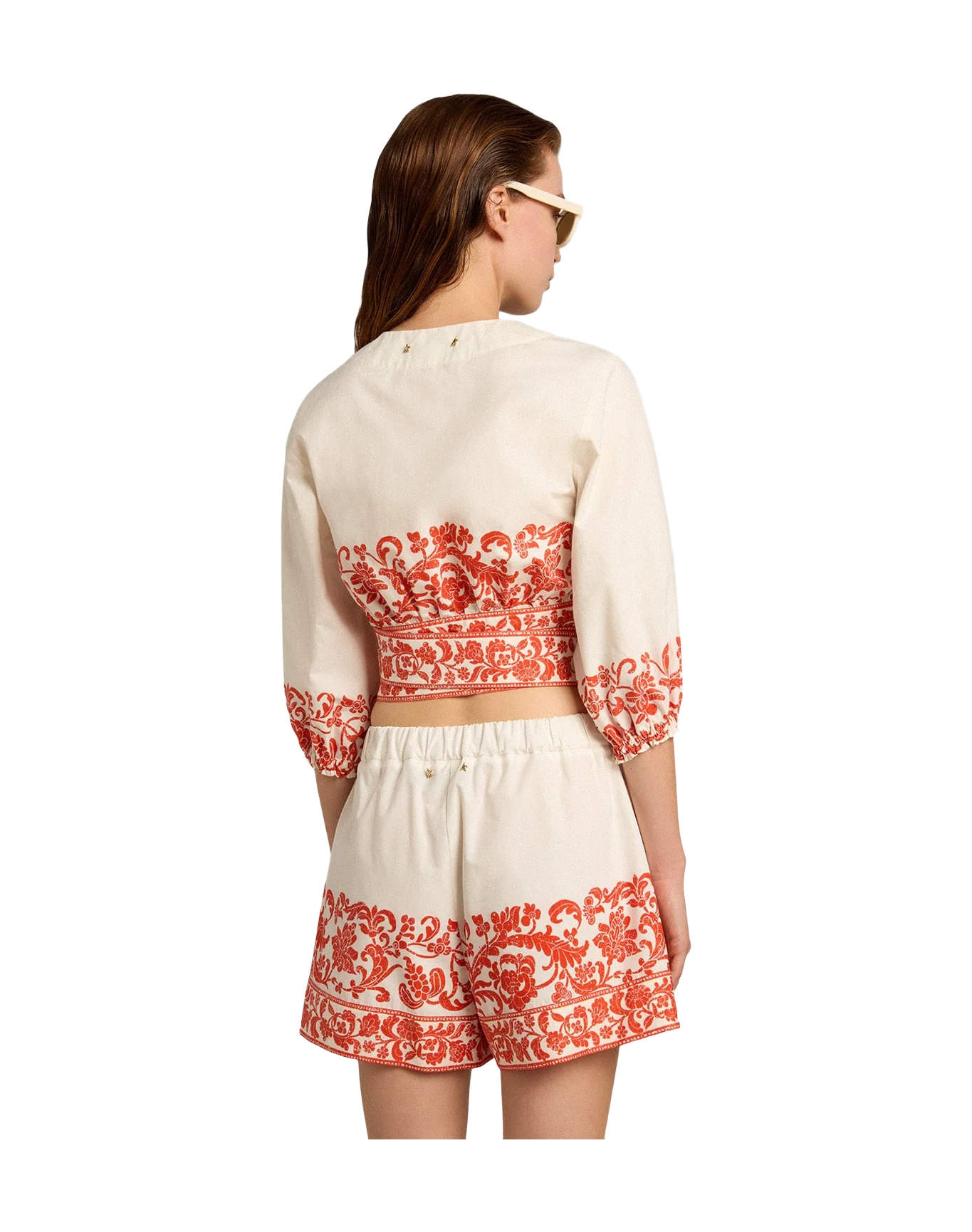 Women | Cotton Crop Top with Seasonal Print | White x Summer Fig - Image 3