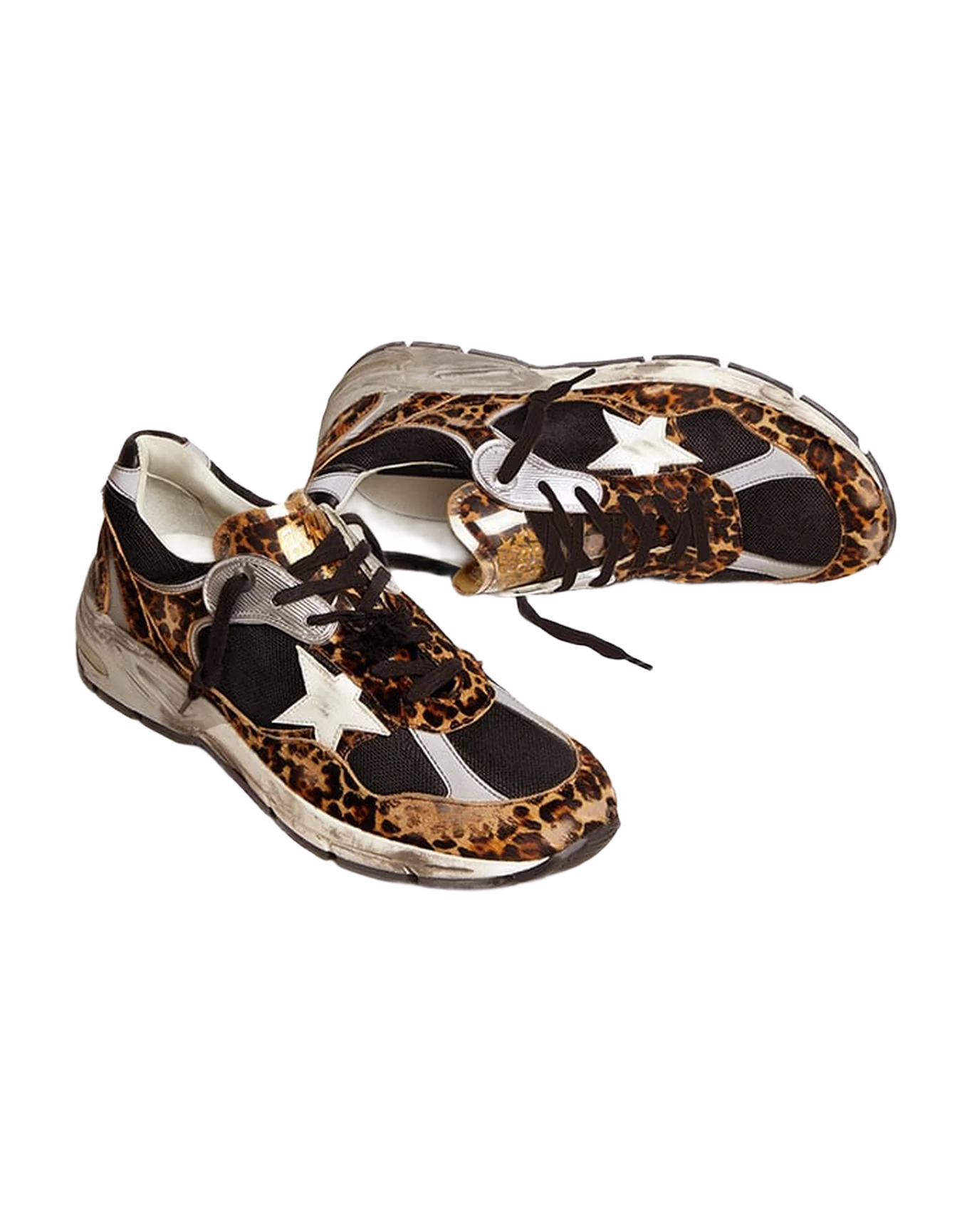 Women | Dad-Star Leopard Print Pony Skin & White Star | Beige Brown Black Leo x Black x White - Image 2