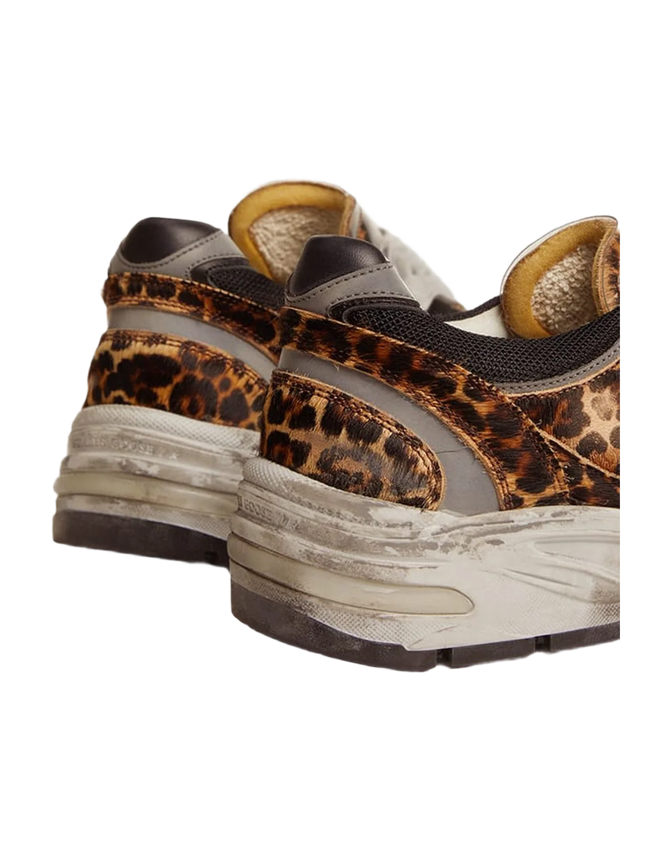 Women | Dad-Star Leopard Print Pony Skin & White Star | Beige Brown Black Leo x Black x White - Image 4