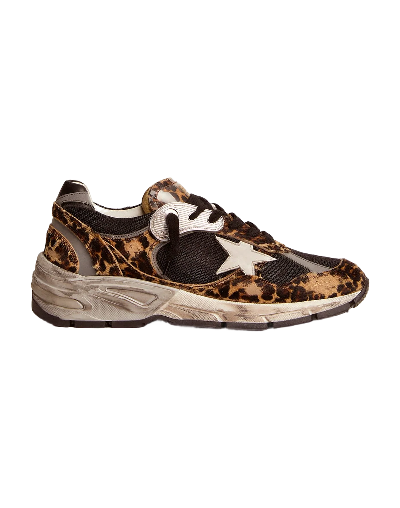 Women | Dad-Star Leopard Print Pony Skin & White Star | Beige Brown Black Leo x Black x White - Image 6