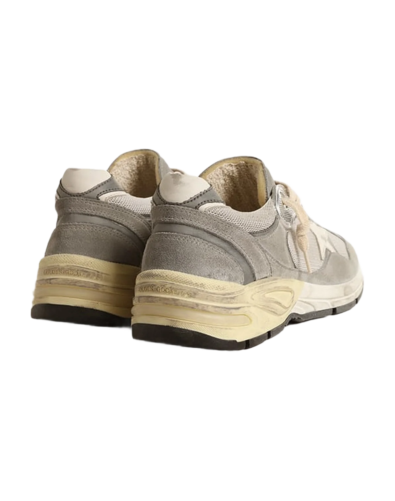Women | Dad-Star Suede & Silver Mesh with White Leather Star & Heel Tab | Grey x Silver x White - Image 5