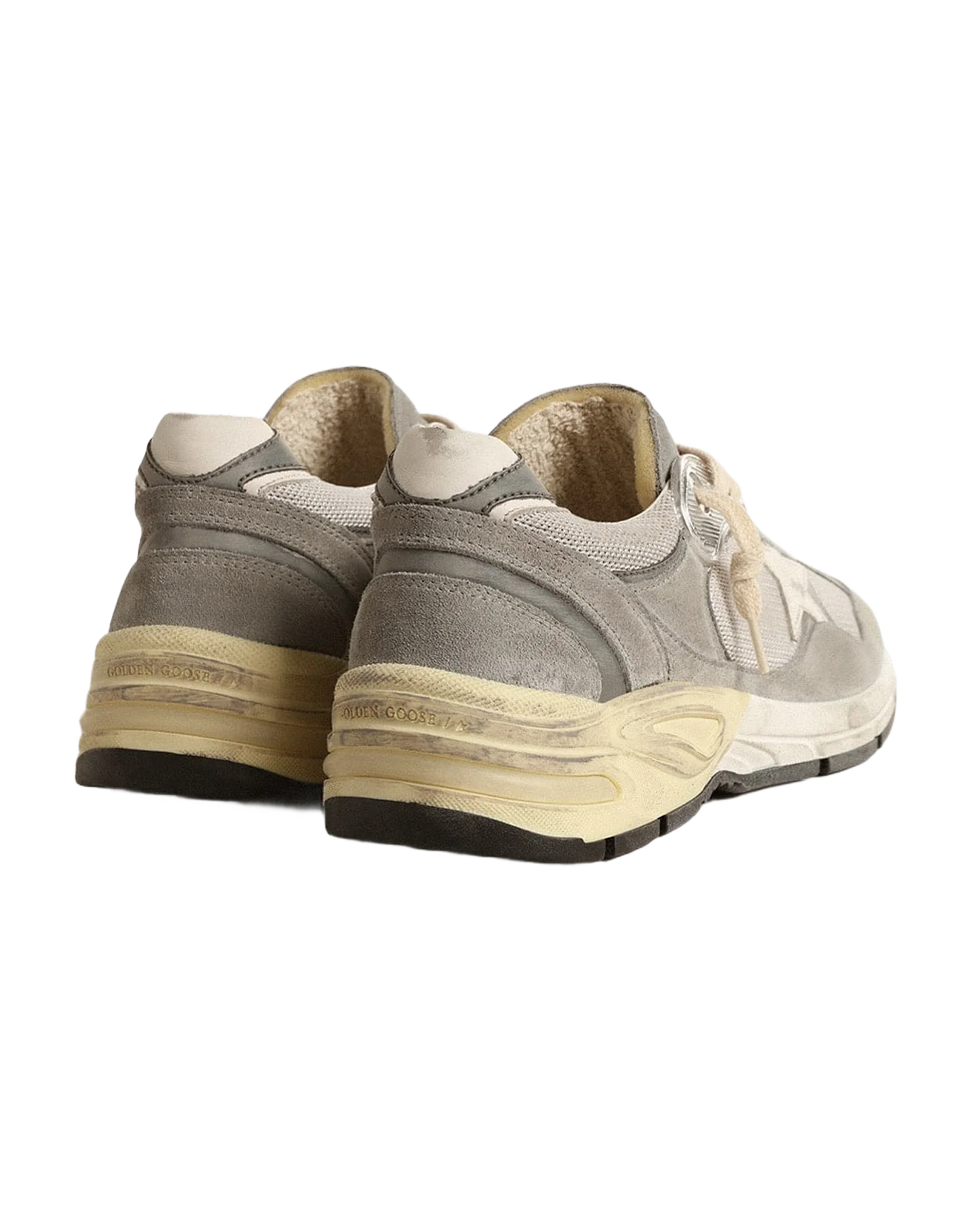 Women | Dad-Star Suede & Silver Mesh with White Leather Star & Heel Tab | Grey x Silver x White - Image 8