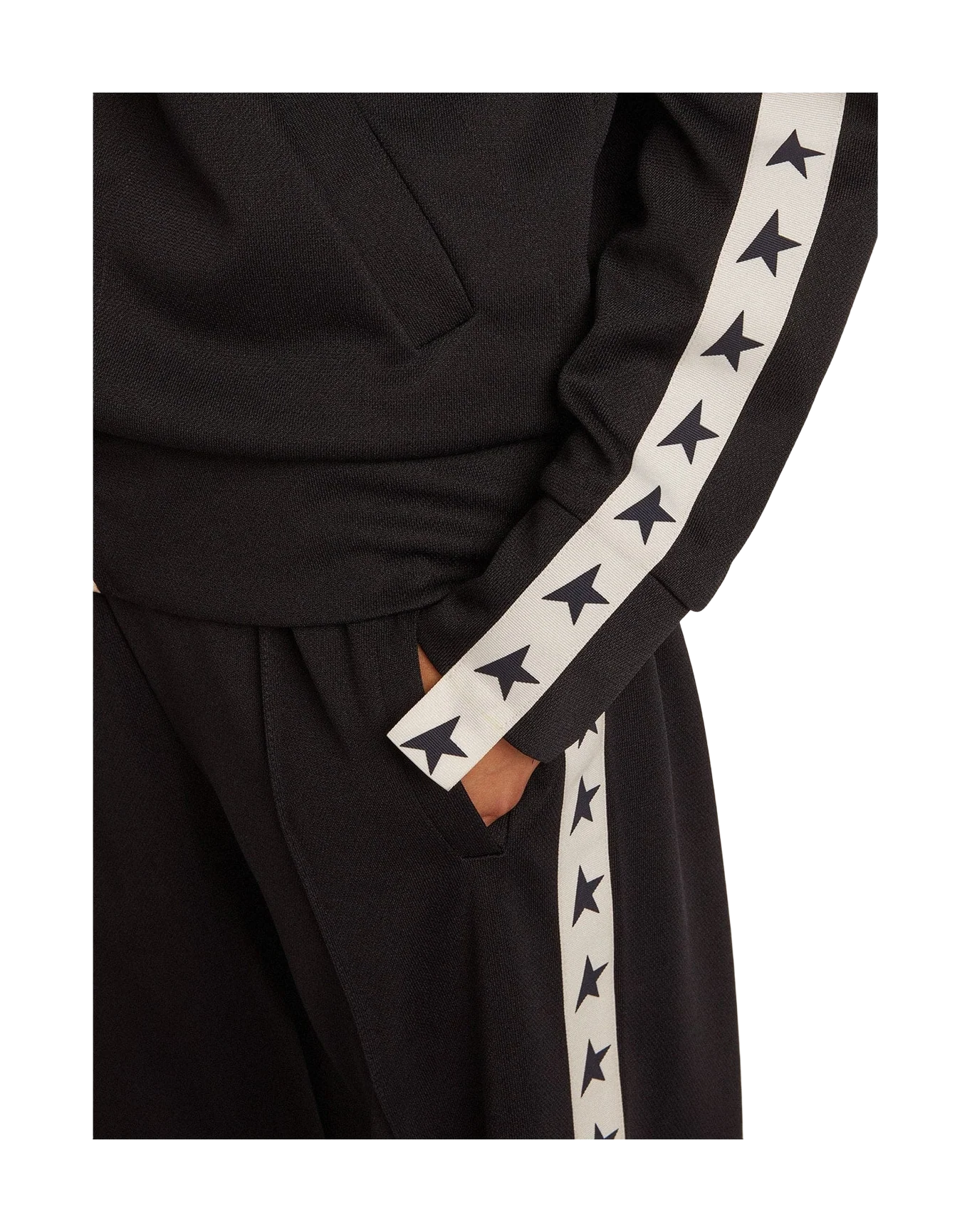 Women | Dark Blue Joggers with White Strip & Contrasting Stars | Dark Blue x White