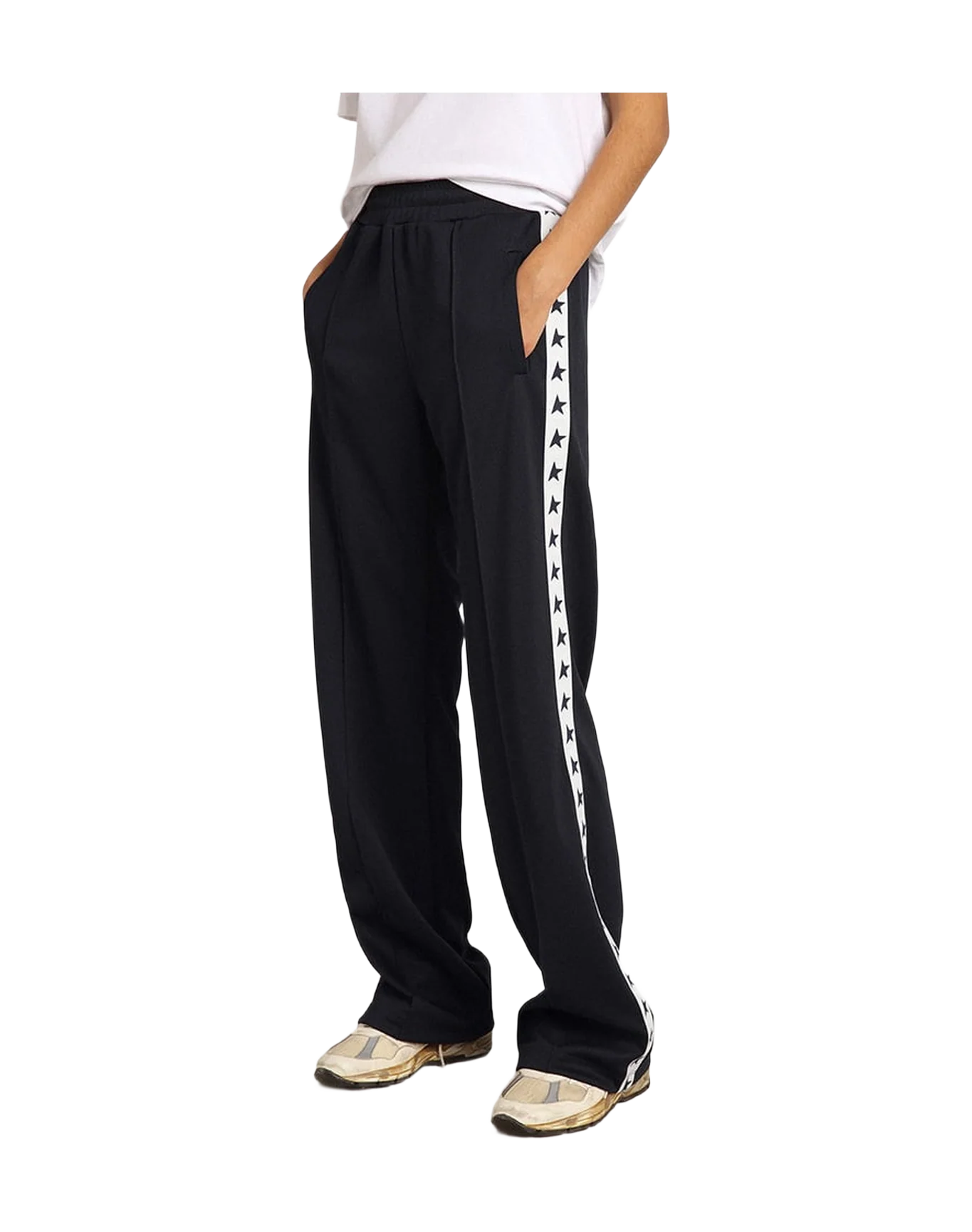 Women | Dark Blue Joggers with White Strip & Contrasting Stars | Dark Blue x White - Image 2